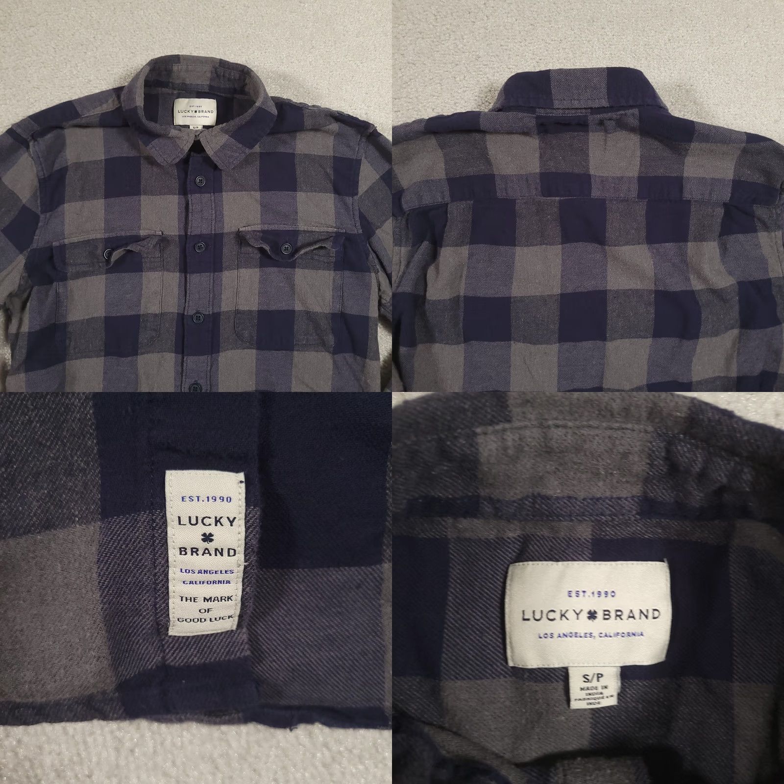 Lucky Brand Lucky Brand Button Up Flannel Shirt Mens S Blue Gray Plaid Casual Shirt Size US S / EU 44-46 / 1 - 8 Thumbnail