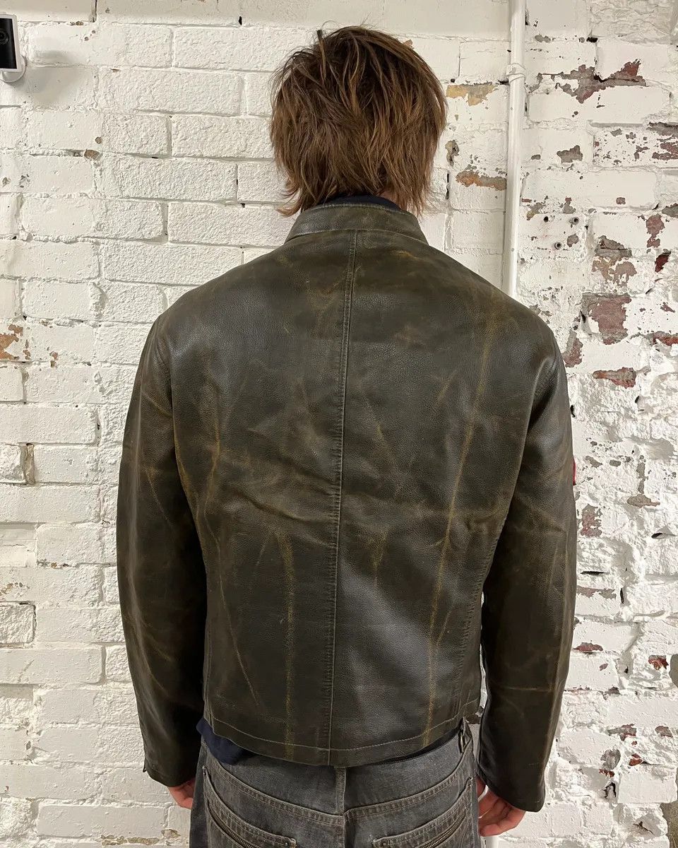 Armani 2000s Armani Brown Leather Stripe Biker Leather Jacket Size US M / EU 48-50 / 2 - 4 Thumbnail