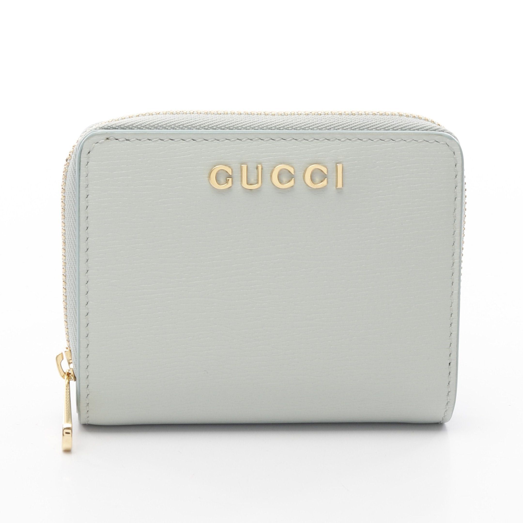 Gucci Gucci Gucci Script Mini Wallet Bi-Fold Leather Light Blue Size ONE SIZE - 1 Thumbnail