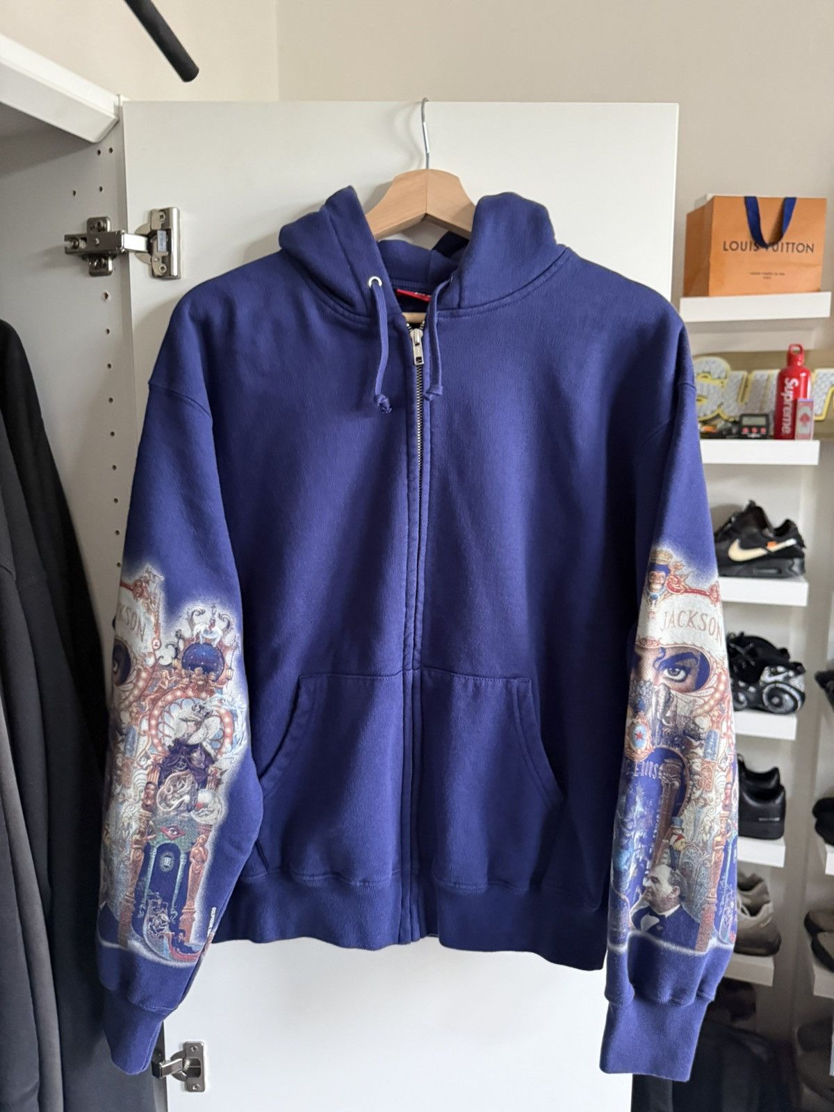 Supreme Supreme Michael Jackson Zip Up Sweatshirt Washed Navy Sz