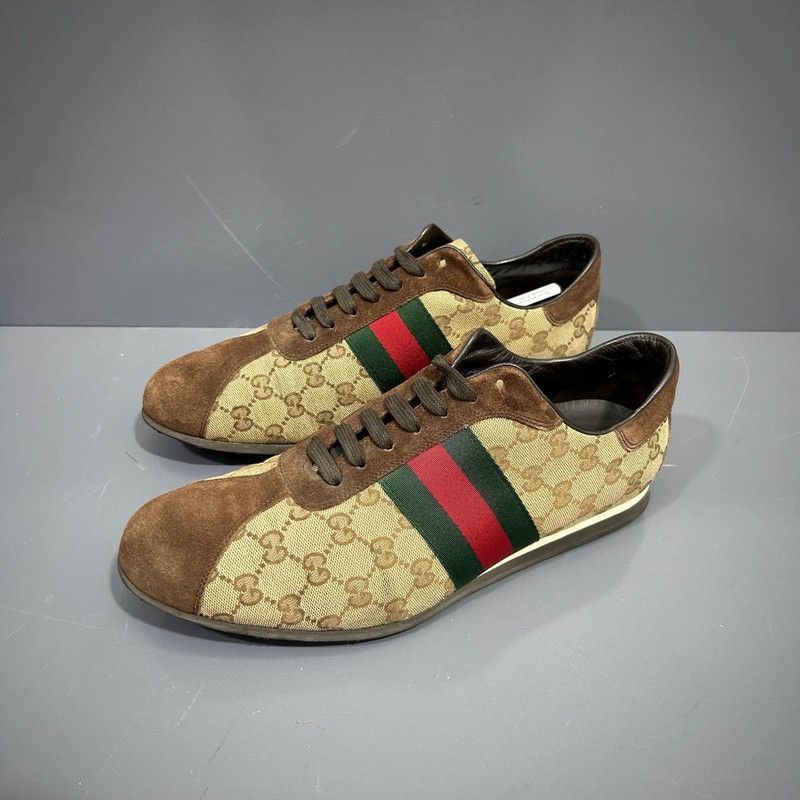 Gucci Gucci Brown Leather Low-Top Casual Sneakers Size US 10.5 / EU 43-44 - 1 Thumbnail