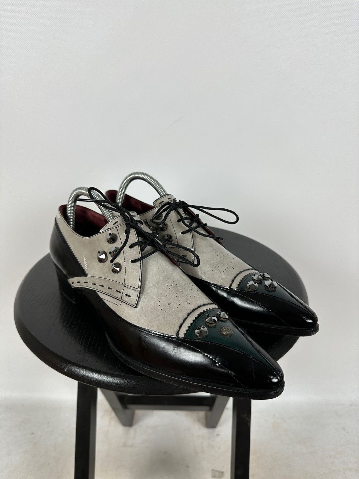 Prada Prada Studded Rhinestone Two-Tone Oxford Dress Leather Shoes Size US 8 / EU 41 - 8 Thumbnail