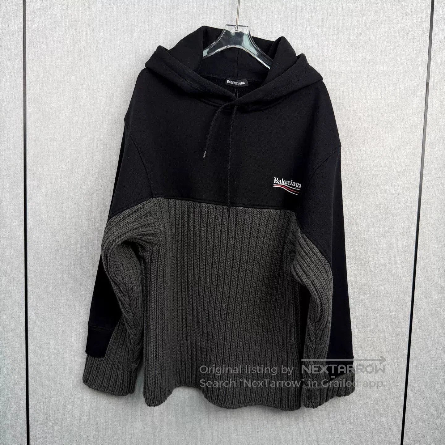 Balenciaga BALENCIAGA Black Gray Paneled Hoodie. Size US S / EU 44-46 / 1 - 1 Thumbnail