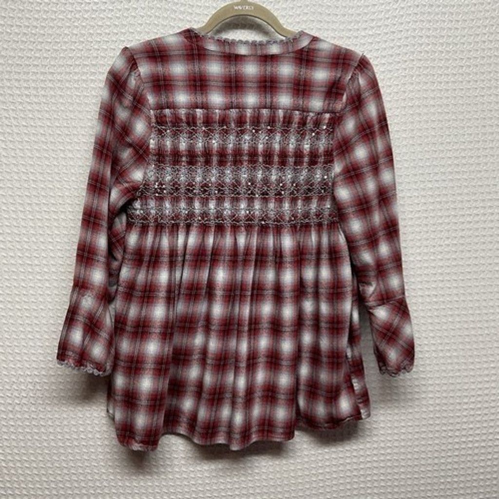 Other Sundance Lace Sequin Trim Flannel Baby Doll Blouse Women M Size M / US 6-8 / IT 42-44 - 6 Thumbnail