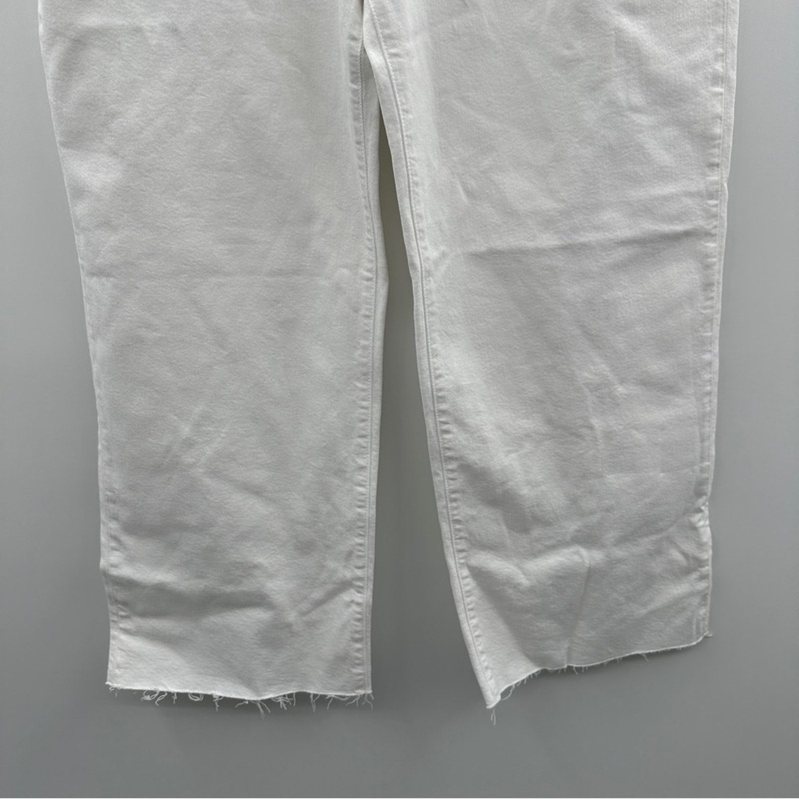 J.Crew J. Crew Slim Wide-Leg High Rise Raw Hem Jeans in White Wash Size 32" / US 10 / IT 46 - 5 Thumbnail
