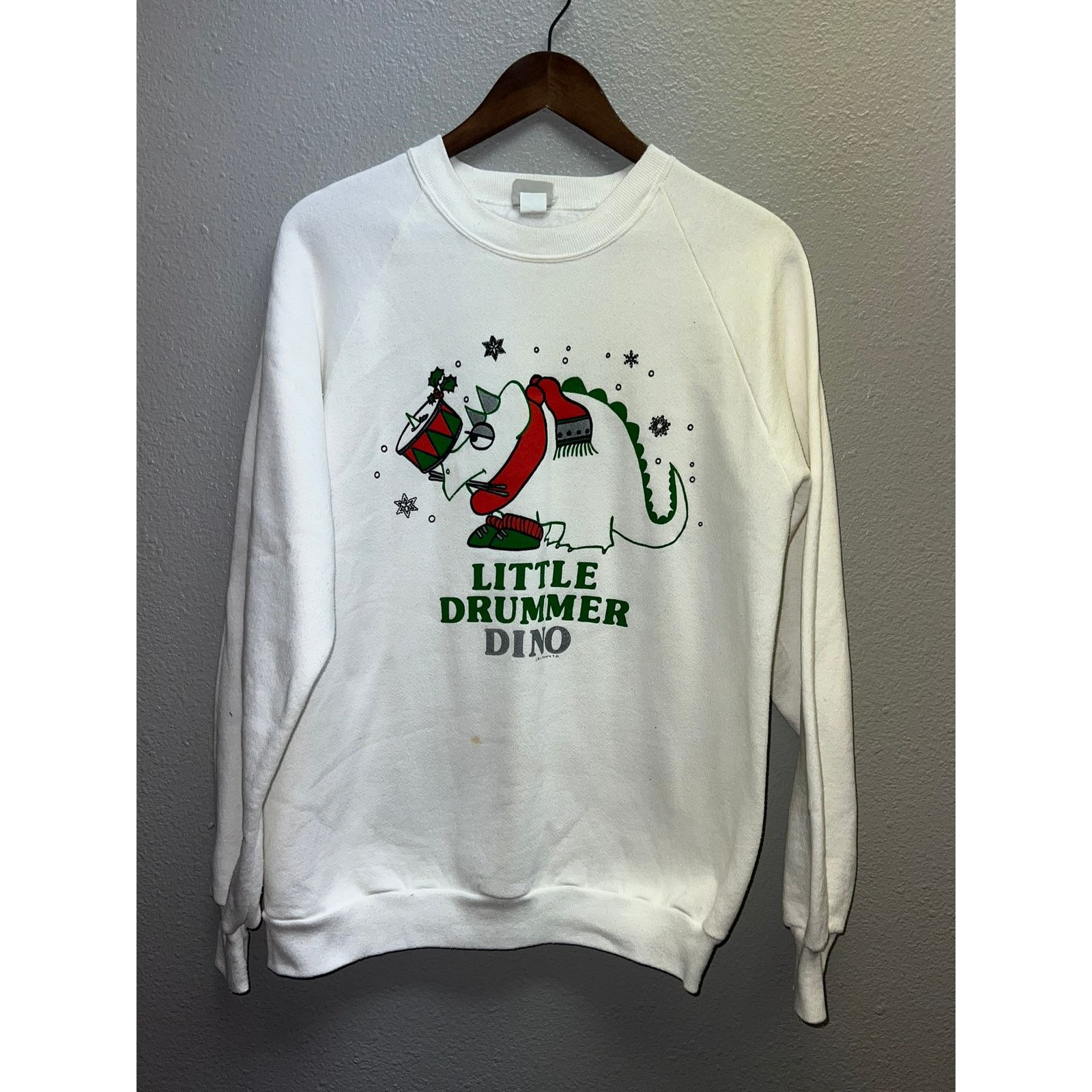 Vintage Vintage Dinosaur Sweatshirt Crewneck Little Drummer Dino 90s Size US L / EU 52-54 / 3 - 1 Thumbnail