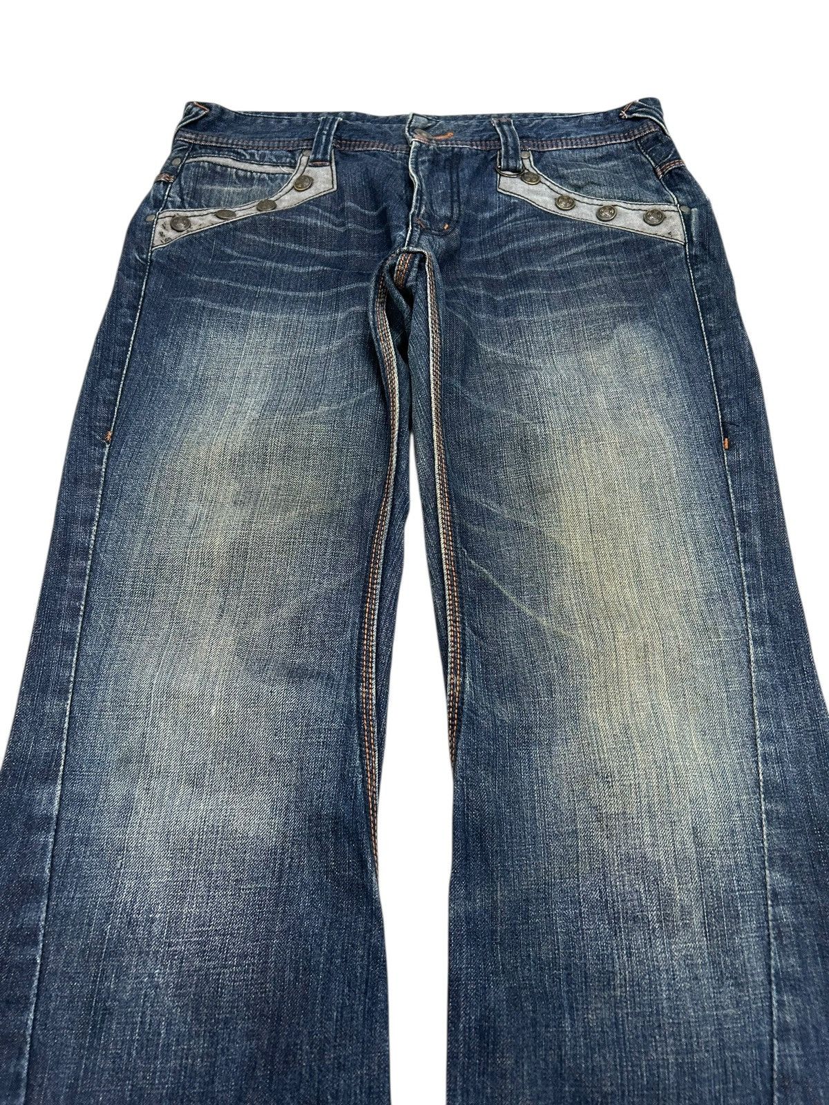 Japanese Brand Y2k Hideaways Nicole Mud Wash Rivet Button Size US 31 - 3 Thumbnail