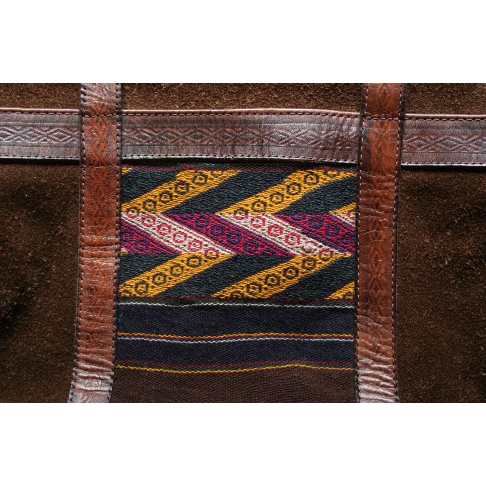 Vintage VINTAGE Bolivian Suede, Tooled Leather & Tapestry Slim Shoulder Tote Bag Size ONE SIZE - 3 Thumbnail