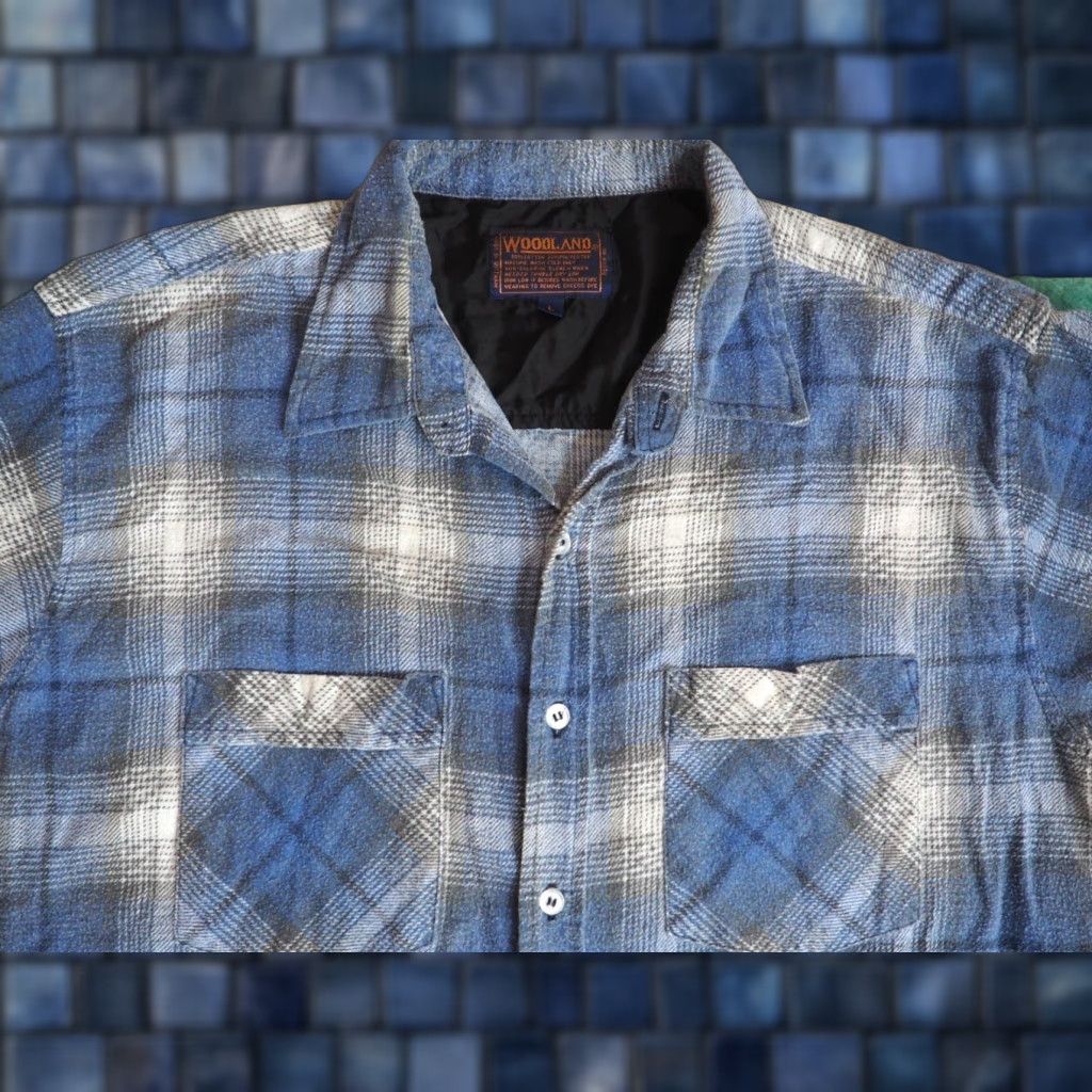 Vintage VINTAGE Woodland Plaid Button-Up Shirt Mens L Blue 90s 80s Cotton Flannel Pocket Size US L / EU 52-54 / 3 - 1 Thumbnail