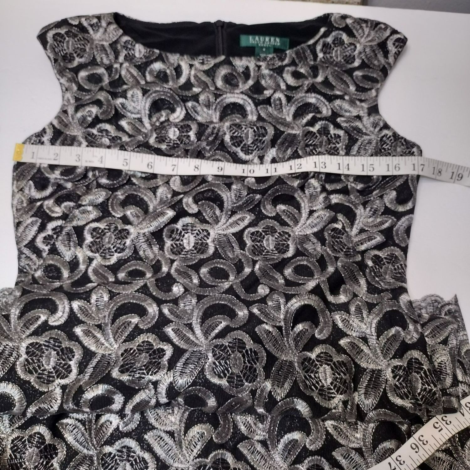 Lauren Ralph Lauren Lauren Ralph Lauren Silver Lace Overlay Black Mini Party Dre Size S / US 4 / IT 40 - 5 Thumbnail