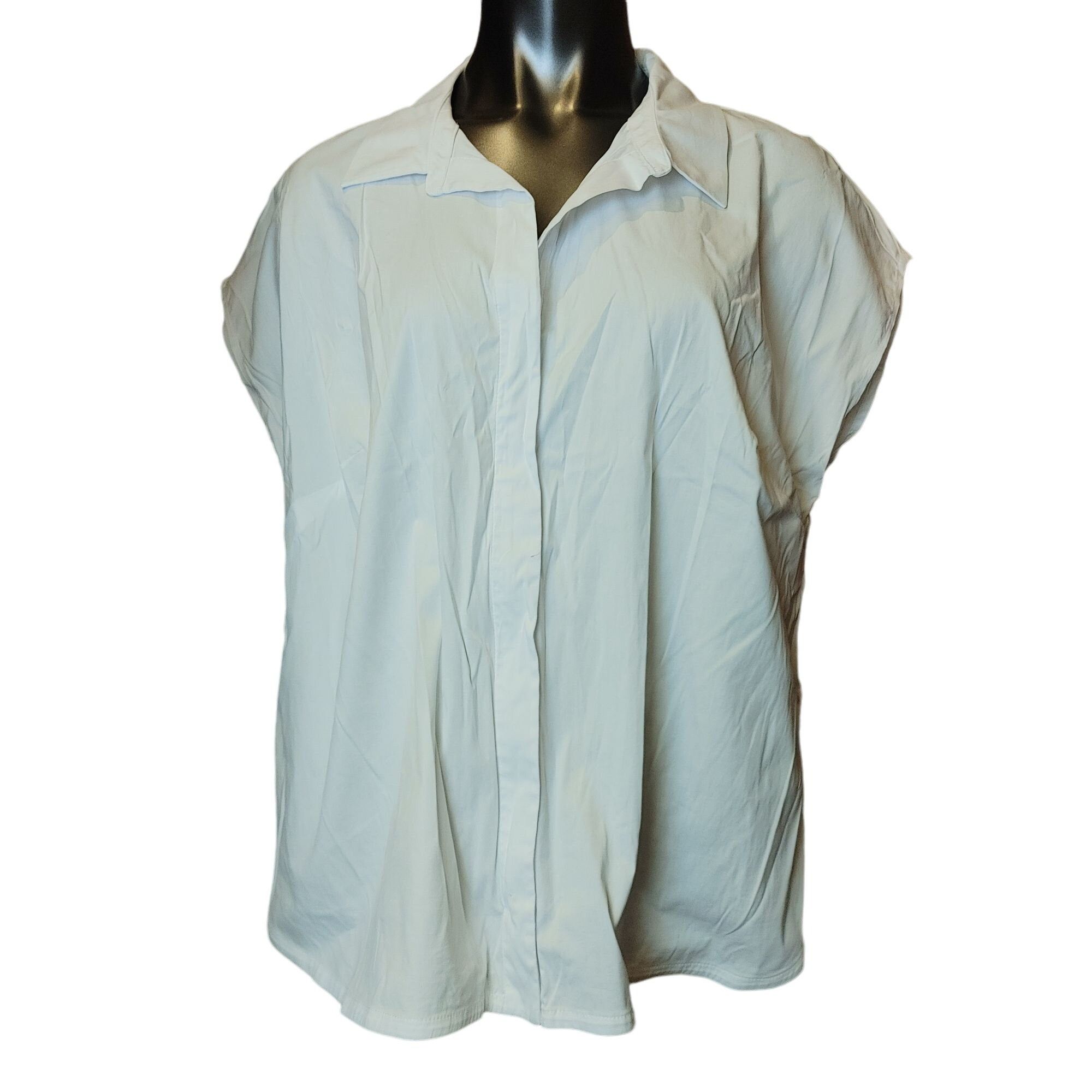 Talbots T BY TALBOTS Womens 1X White Short Sleeve Button Down Casual Size XL / US 12-14 / IT 48-50 - 1 Thumbnail
