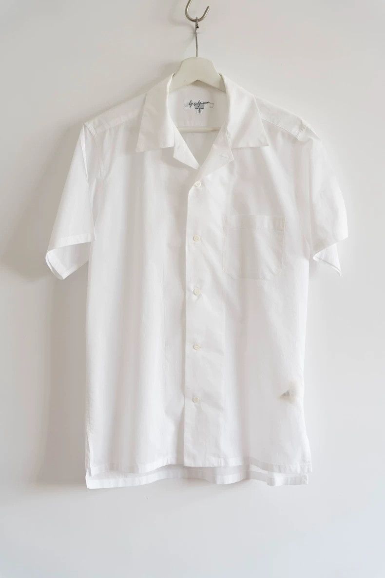 White Cuban Collar Short Sleeve Shirt