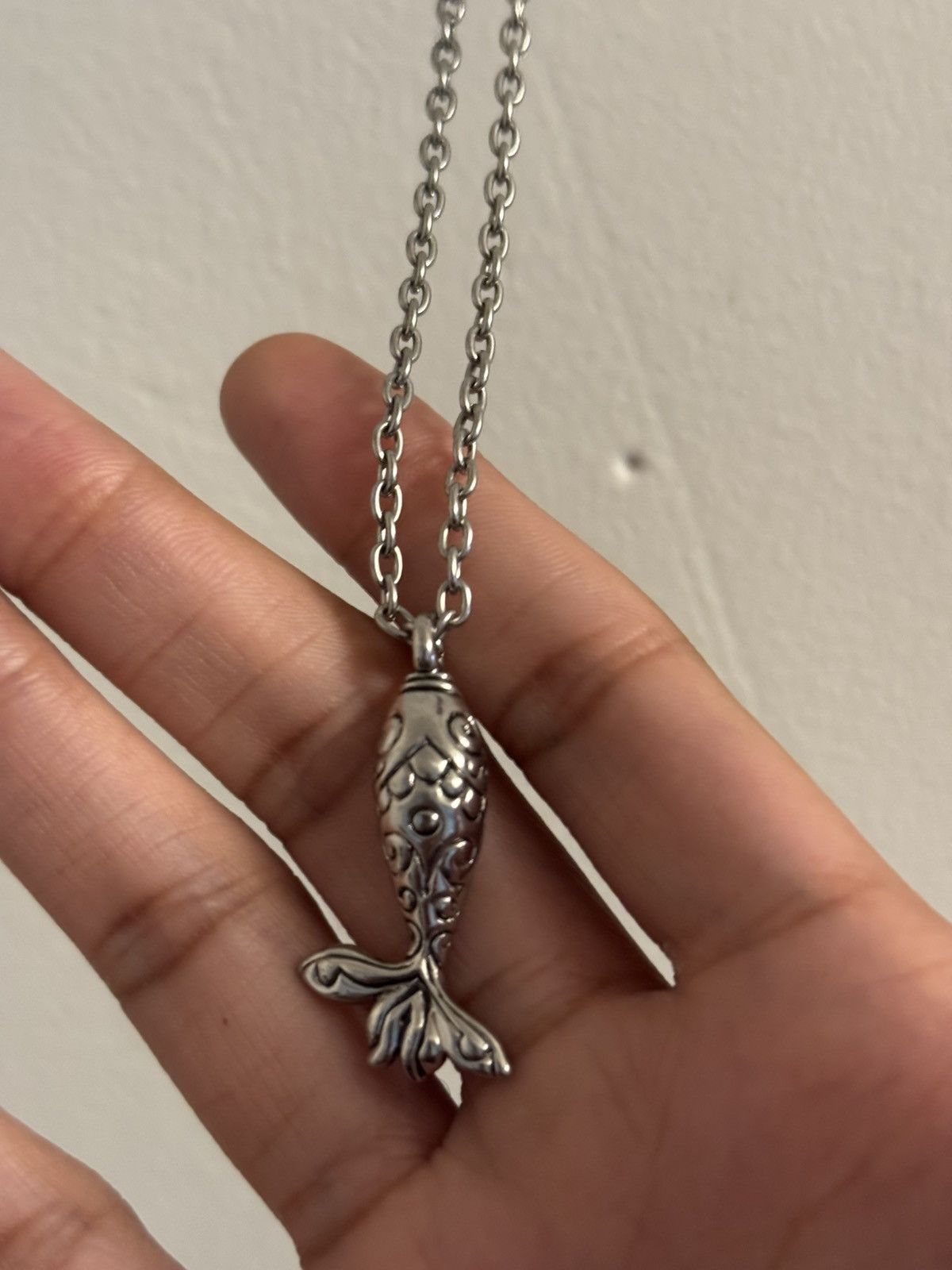 Vintage Spiral Fish Necklace Pendant - Sterling Silver Size ONE SIZE - 1 Thumbnail