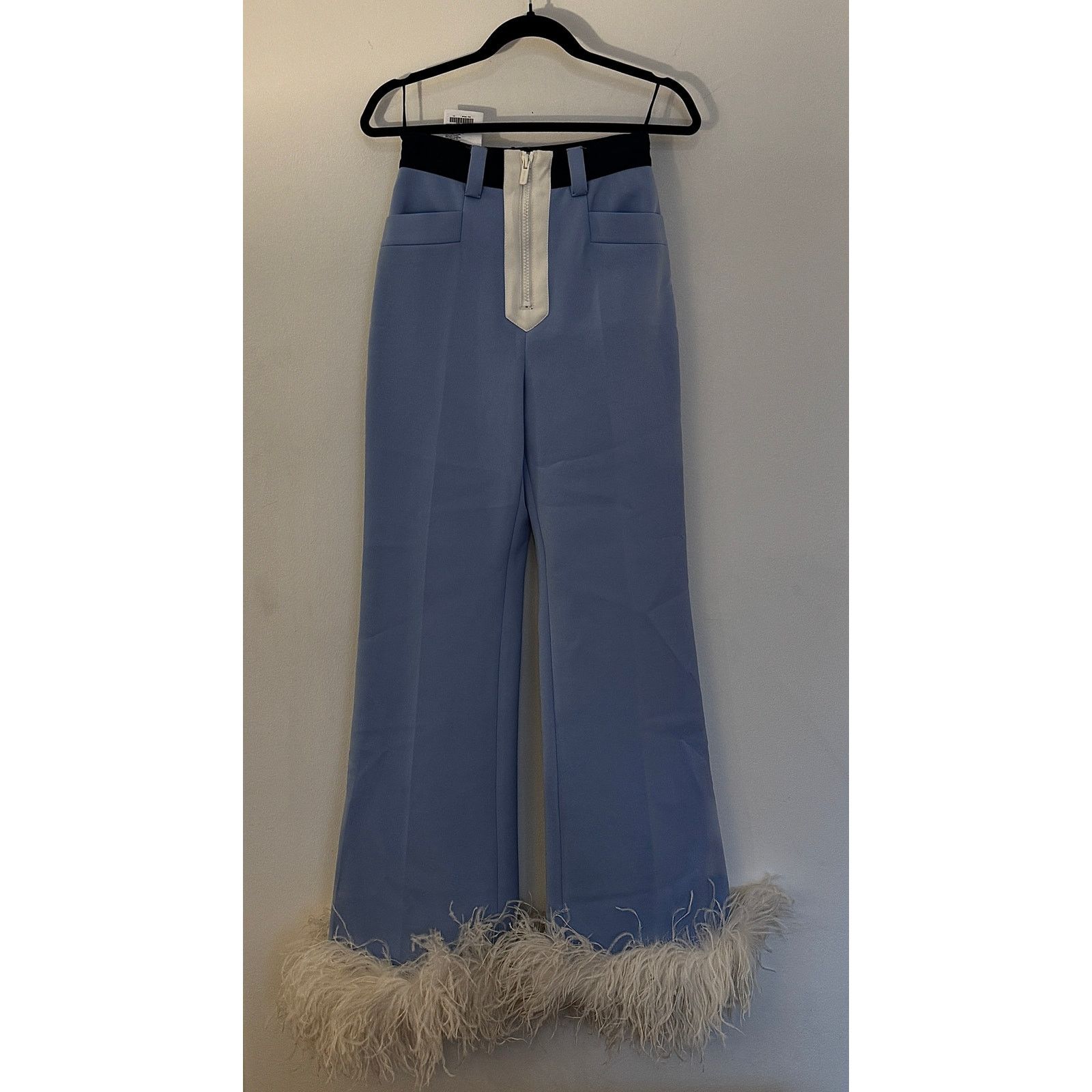 Miu Miu Miu Miu NWT Feather-trimmed Tech-jersey Pants In Blue Size 28" / US 6 / IT 42 - 1 Thumbnail