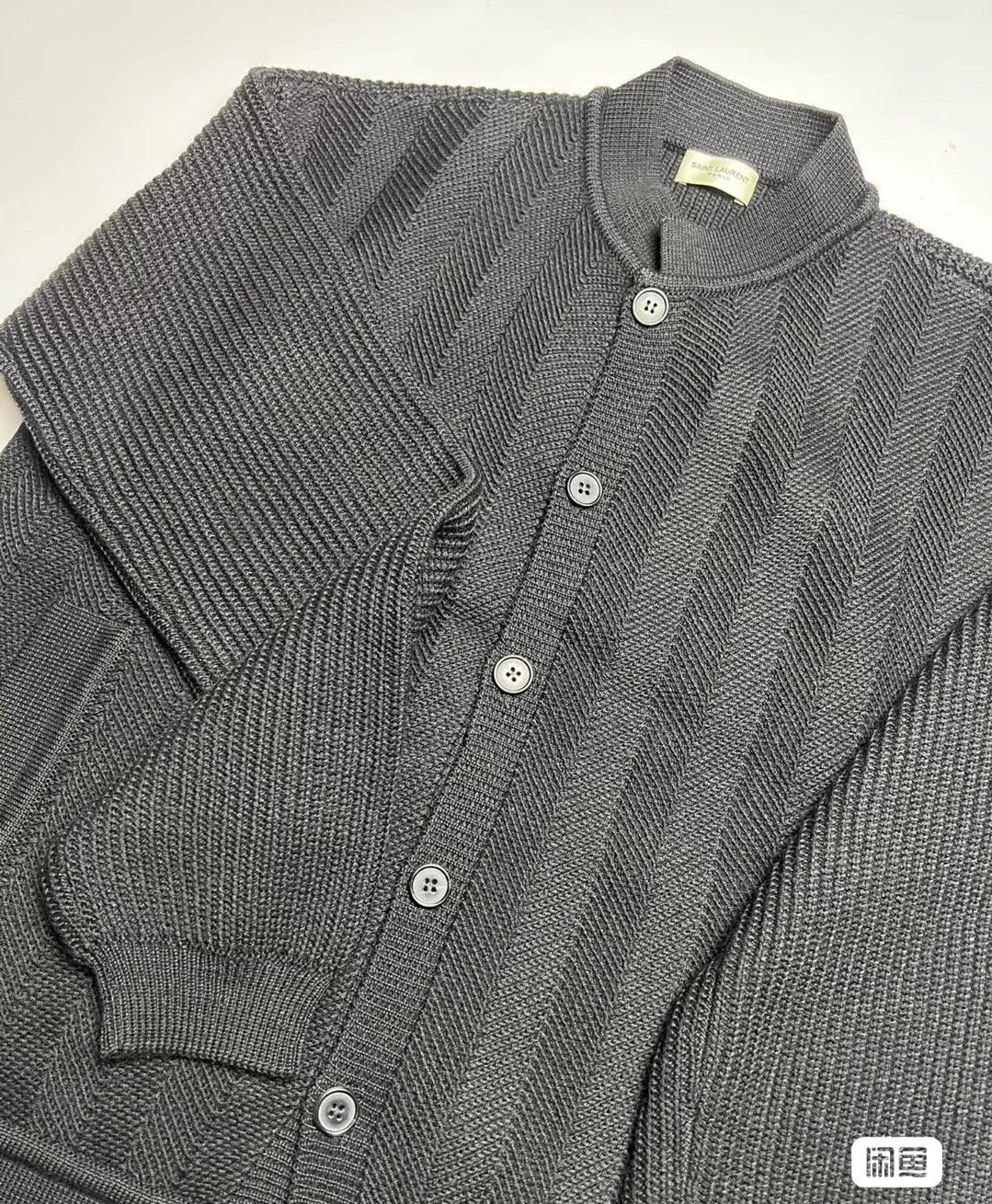 Saint Laurent Paris Saint Laurent Gray Herringbone Cardigan Size US M / EU 48-50 / 2 - 1 Thumbnail