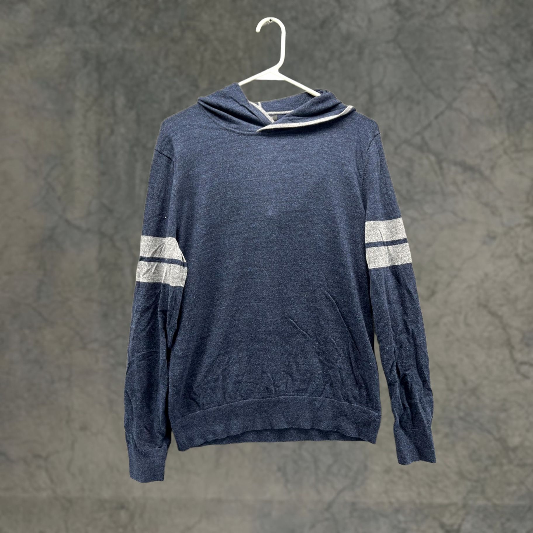Banana Republic Banana Republic Sweater Mens Medium Blue Organic Cotton Hooded Stripe Knit Size US M / EU 48-50 / 2 - 1 Thumbnail