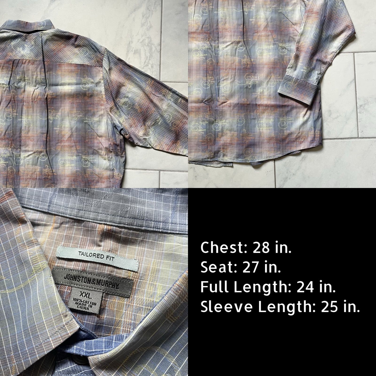 Johnston & Murphy Johnston & Murphy Shirt 2XL Multicolor Cotton Button-Up Mens Tailored Regular Fit Spring Fall Summer Winter Casual Size US XXL / EU 58 / 5 - 9 Thumbnail