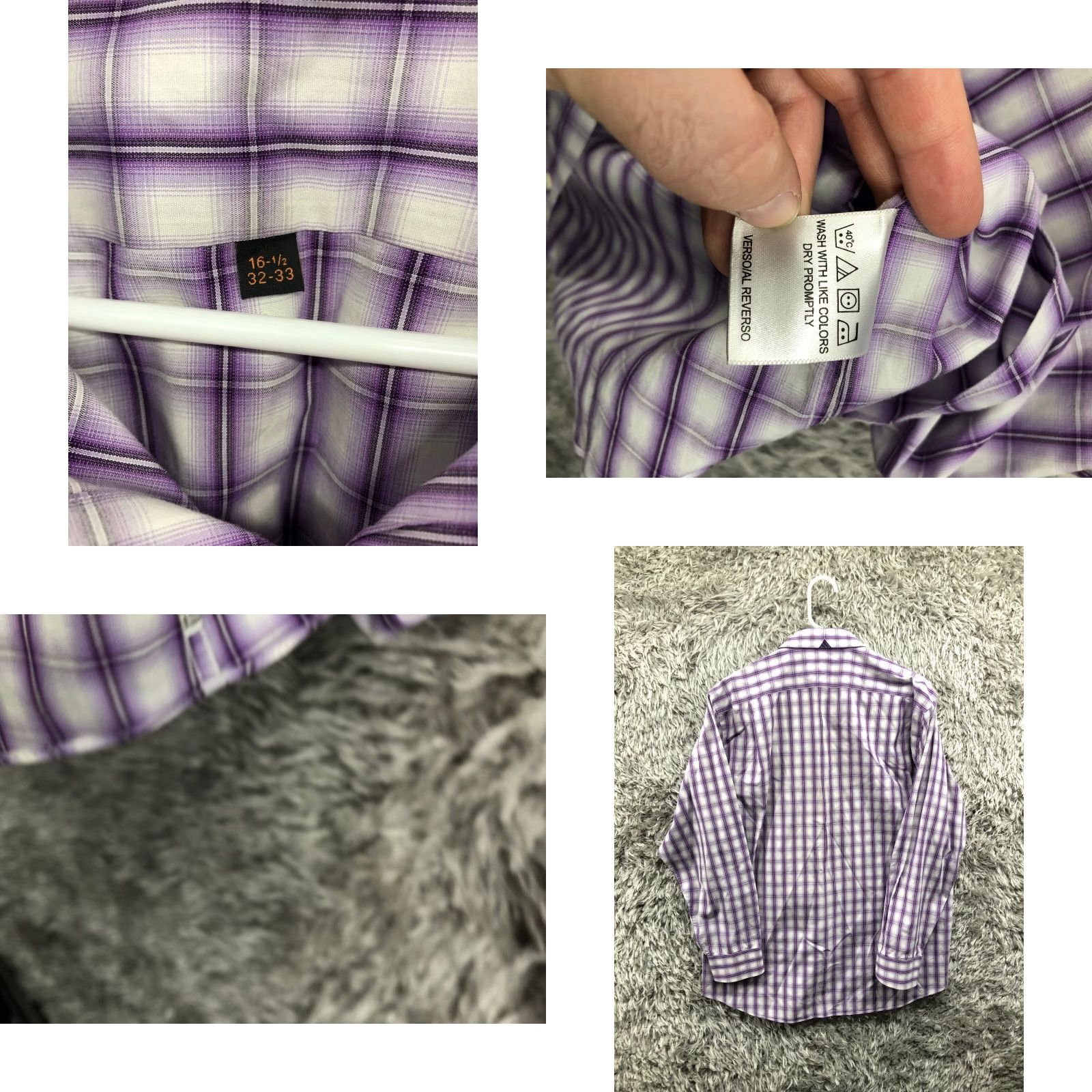 Ben Sherman Ben Sherman Shirt Mens Purple Long Sleeve Spread Collar 16.5 32-33 Button-Up Regular Plaid Size US XL / EU 56 / 4 - 8 Thumbnail