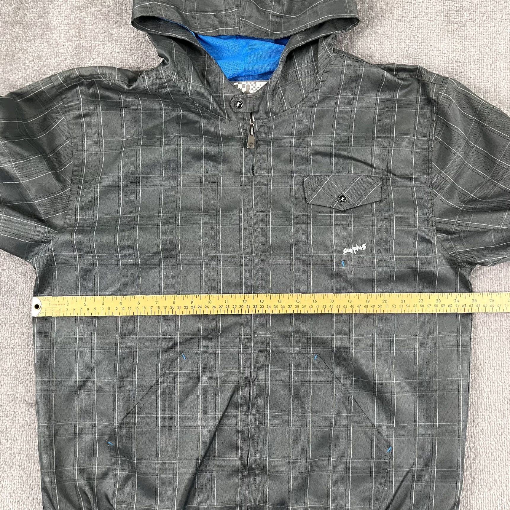Vintage Surplus Jacket Mens XL Gray Grid Plaid Hooded Full Zip Lightweight Casual Outdoor Beach Size US XL / EU 56 / 4 - 5 Thumbnail