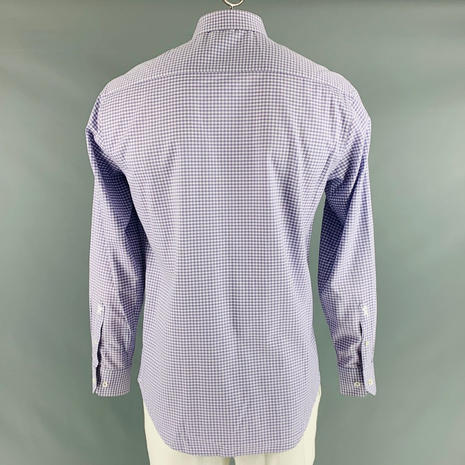 Other BUGATCHI UOMO Purple White Houndstooth Cotton Long Sleeve Size US L / EU 52-54 / 3 - 3 Thumbnail