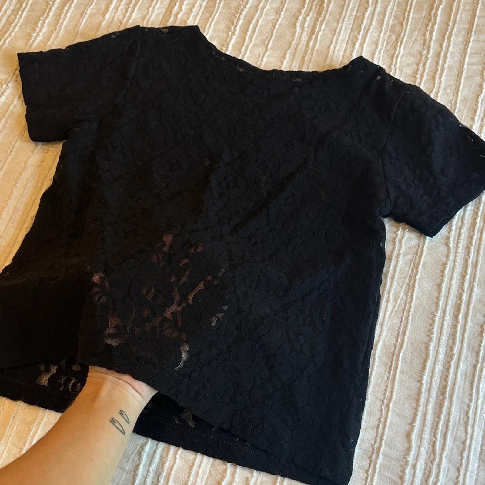 Vintage Vintage Lace Medium 6 Blouse 1980’s Black stretch Nylon Size M / US 6-8 / IT 42-44 - 4 Thumbnail