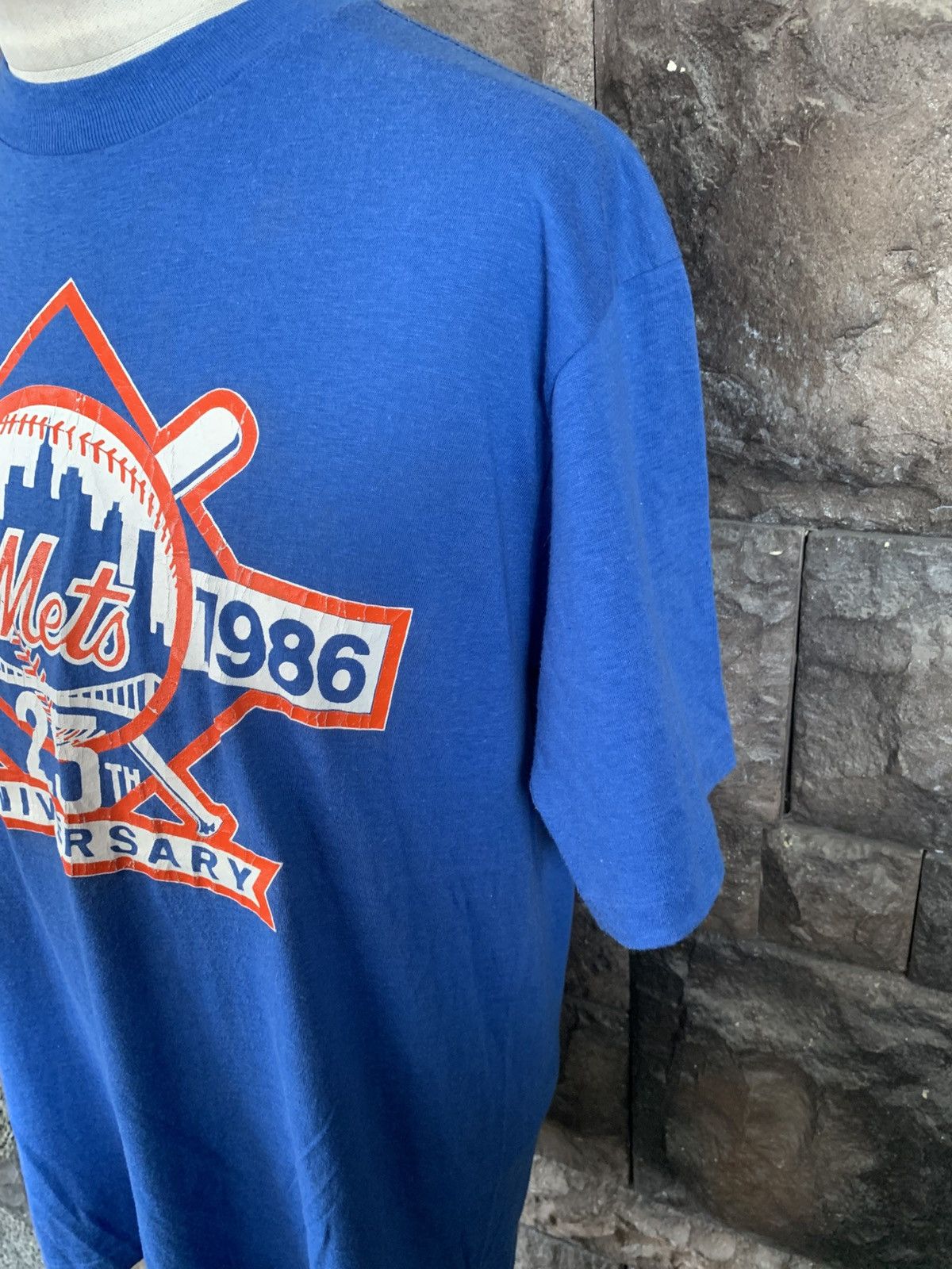 MLB Vintage 80s New York Mets 25th Anniversary MLB T shirt Size US XL / EU 56 / 4 - 3 Thumbnail