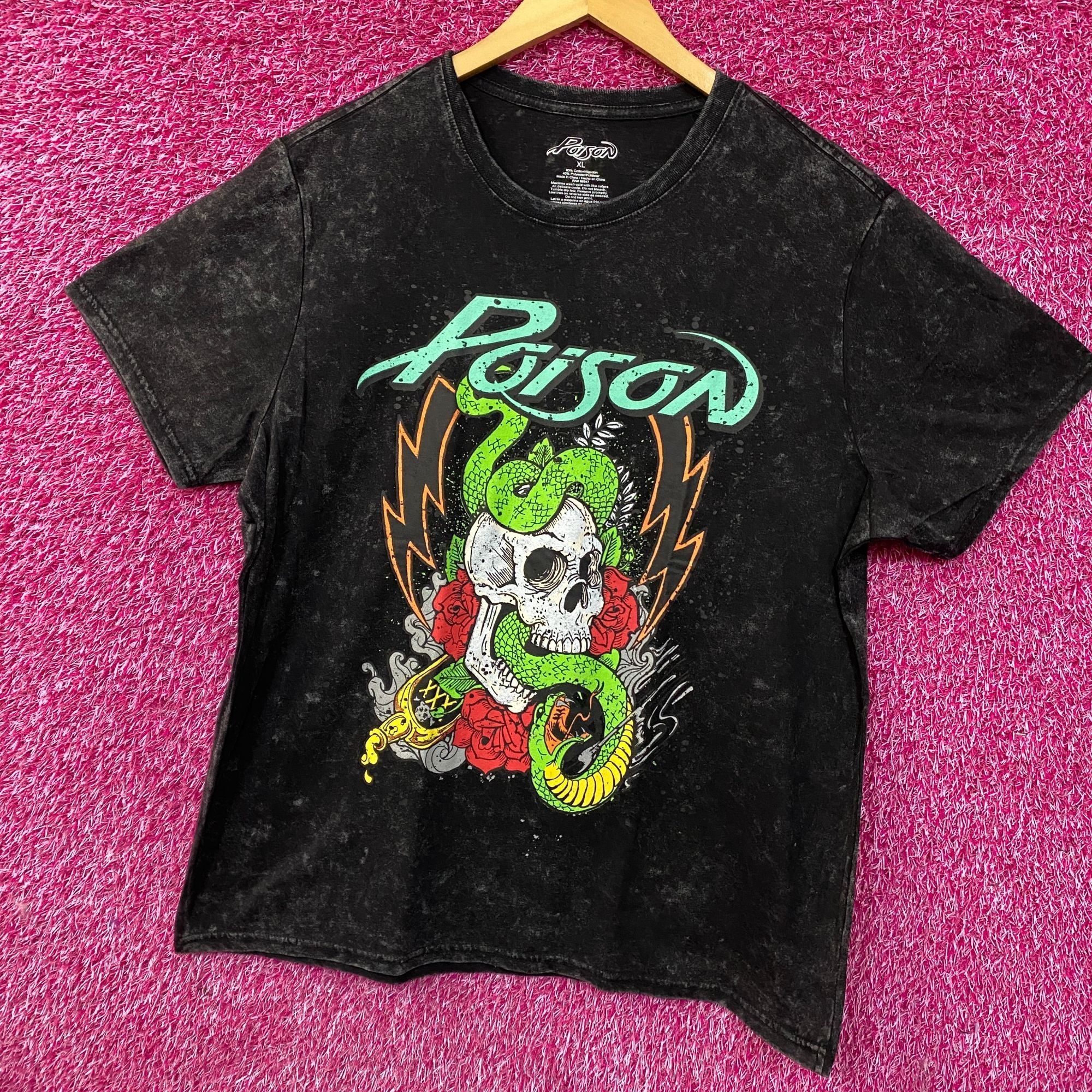 Band Tees Poison Snakes and Skulls Mineral Wash Rock Band T-Shirt XL Size US XL / EU 56 / 4 - 3 Thumbnail