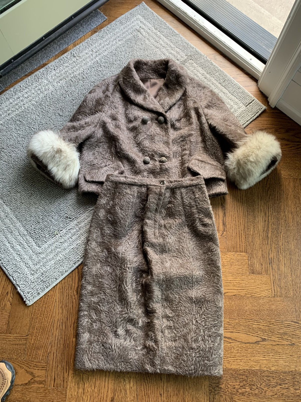 Vintage Vintage Fur Coat Skirt Set Chanel Blazer Fox Two Piece Wool Size XS / US 0-2 / IT 36-38 - 22 Thumbnail