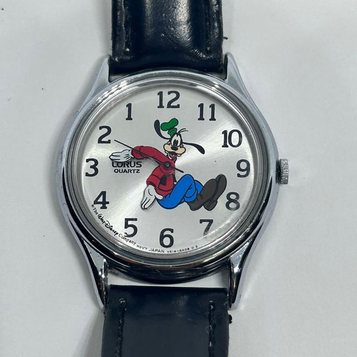 Disney Vintage Lorus Disney Goofy Watch Backward Ticking Black | Grailed