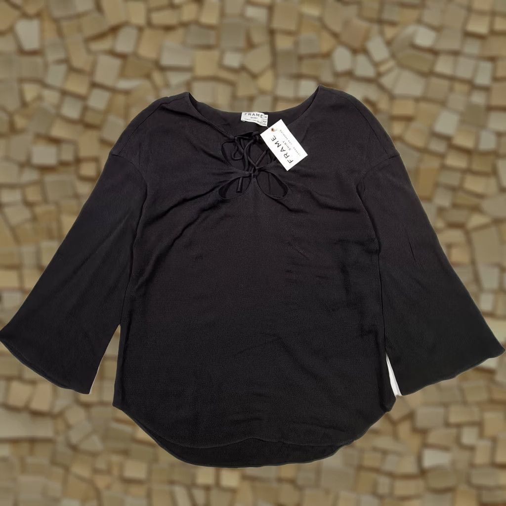 Frame FRAME Womens Top Black XS 3/4 Sleeve Lightweight Relaxed Fit Blouse Top Size XS / US 0-2 / IT 36-38 - 1 Thumbnail