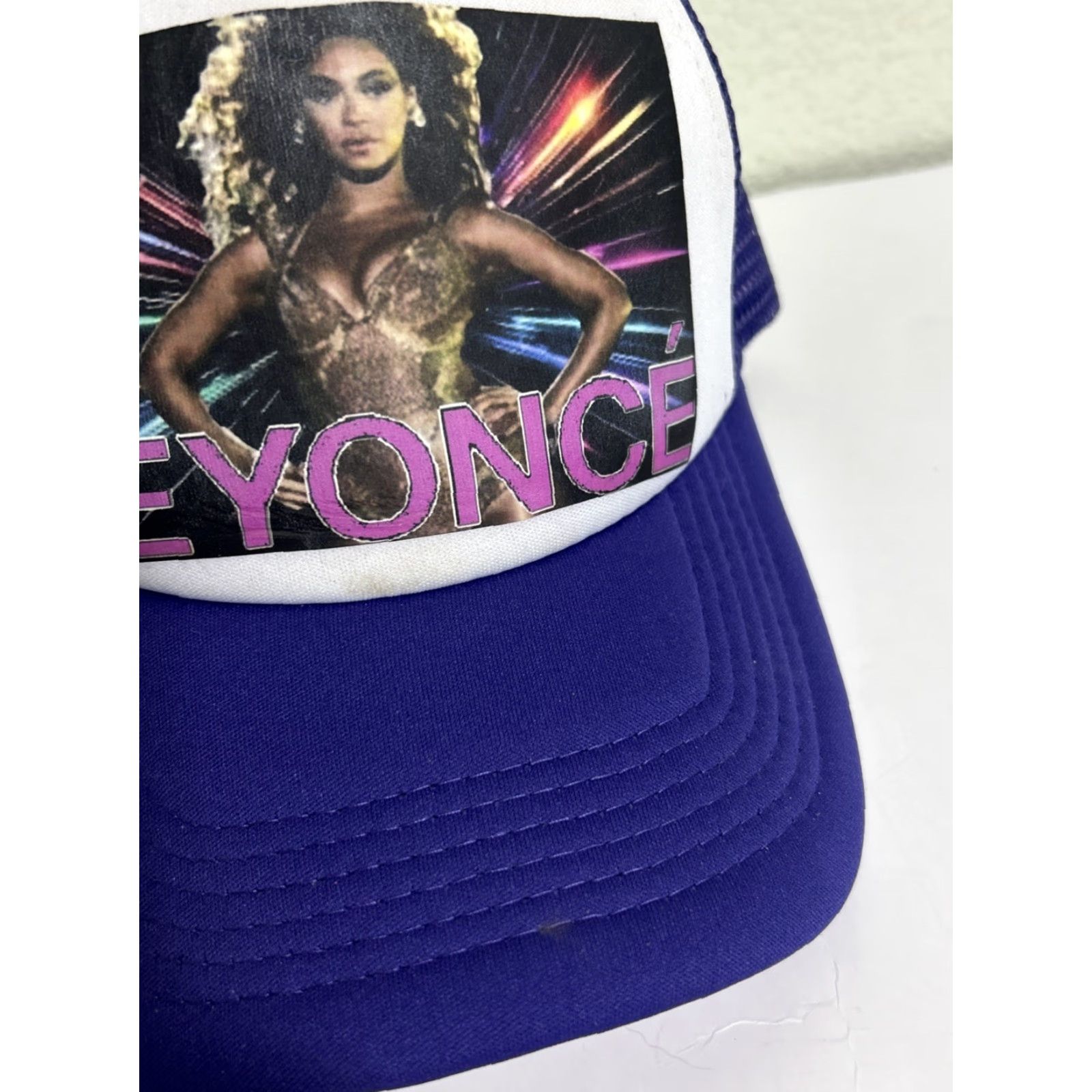 Vintage Beyoncé Trucker Hat Purple White SnapBack Adjustable Toptie Men One Size White Purple Trucker Hat Womens/Mens Size ONE SIZE - 4 Thumbnail