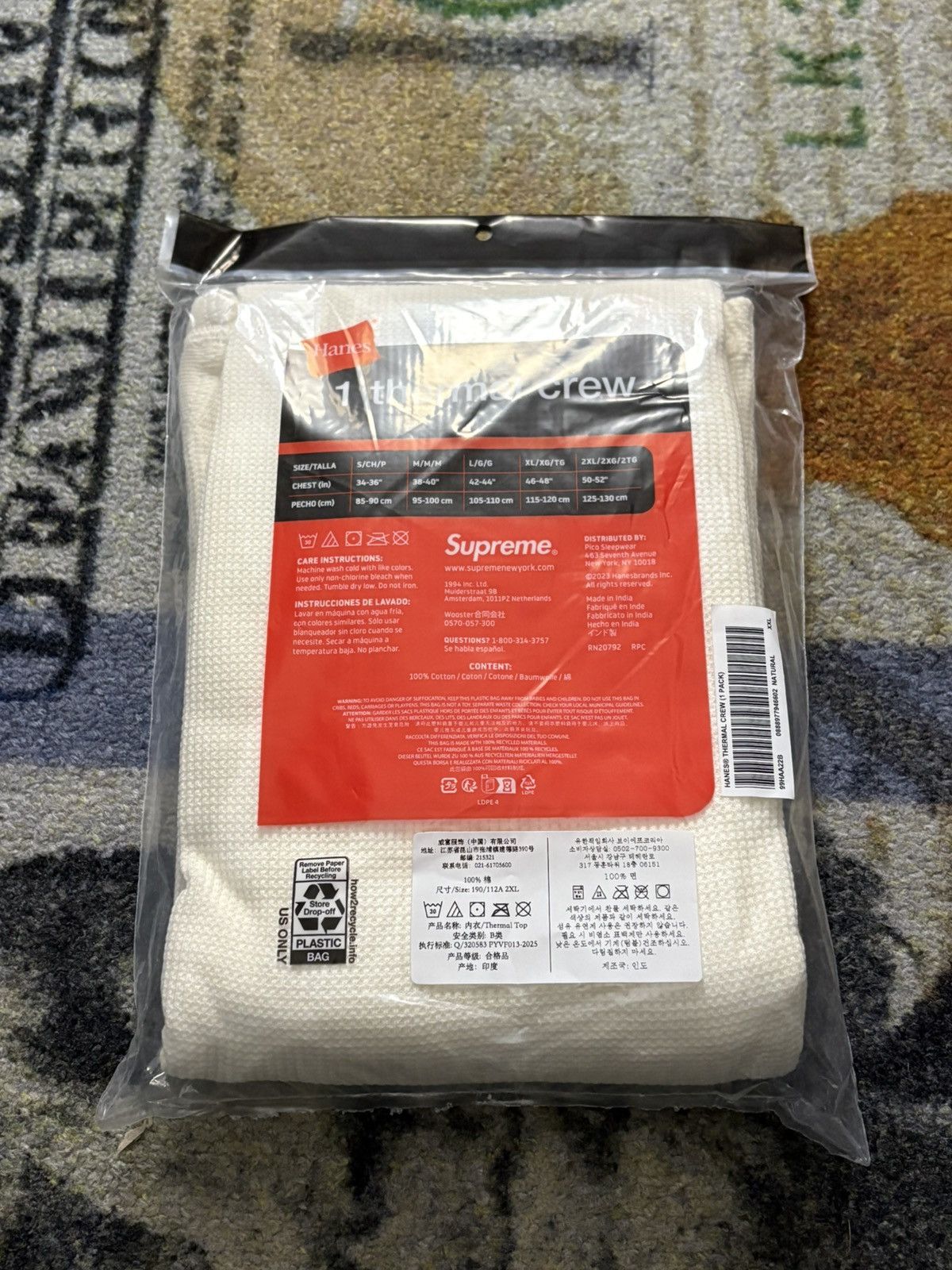 Hanes × Supreme Supreme Hanes Thermal Crew Long Sleeve Size US XXL / EU 58 / 5 - 2 Thumbnail