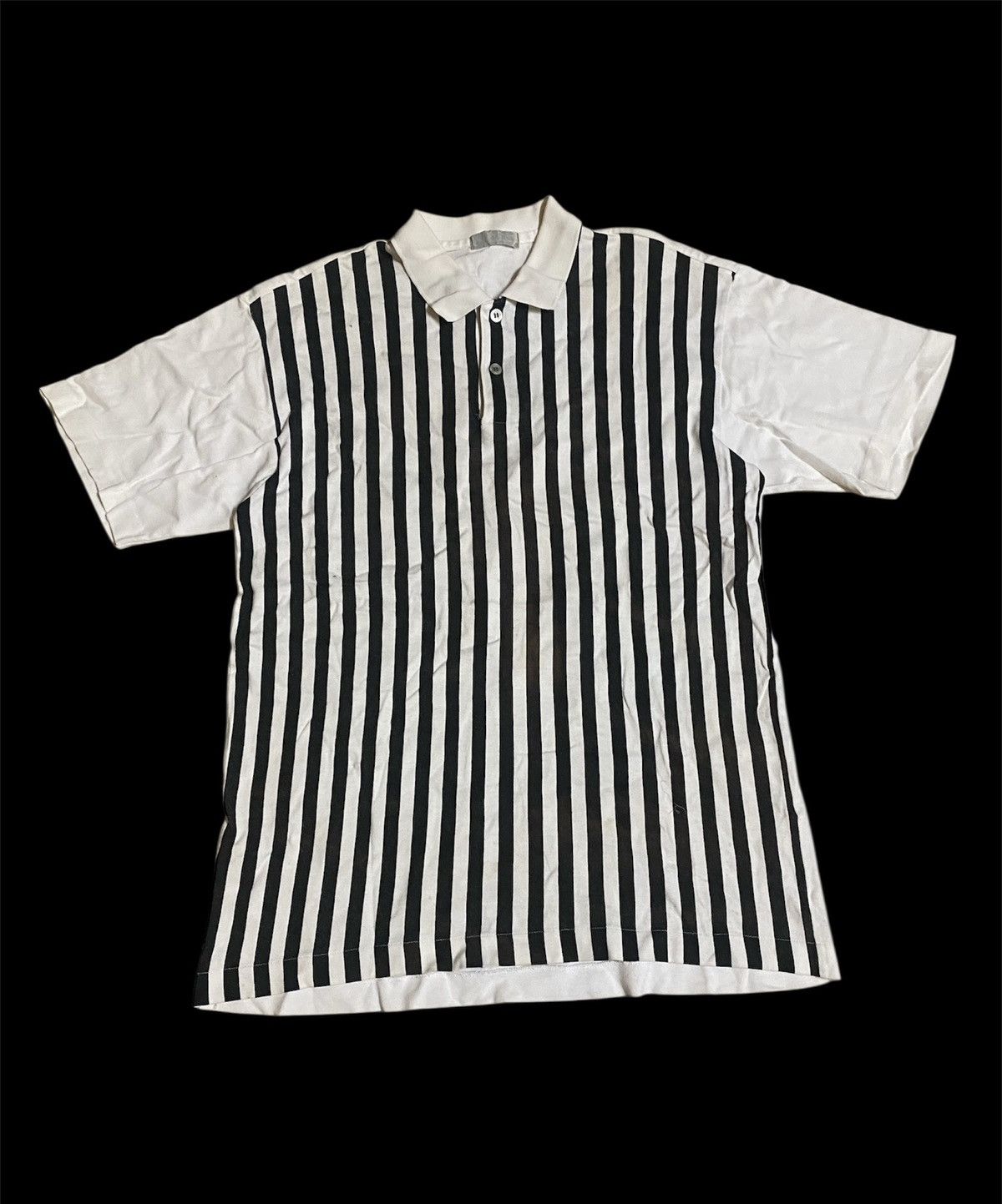 Comme des Garcons Homme Comme Des Garcons CDG Black And White Stripe Polo Shirt Size US M / EU 48-50 / 2 - 1 Thumbnail