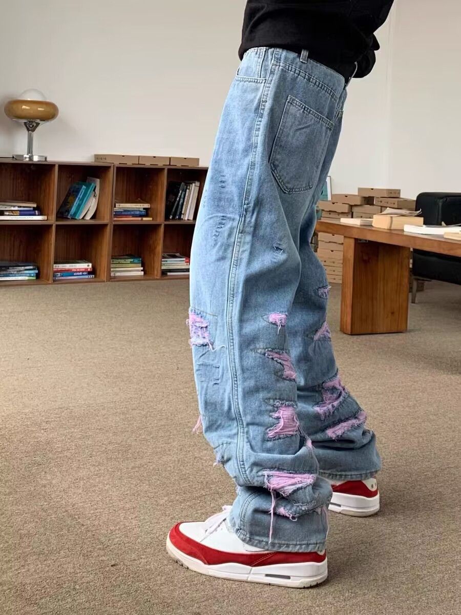 Japanese Brand × Jean High Street Washed Design Pink Ripped Jeans Size US 32 / EU 48 - 3 Thumbnail