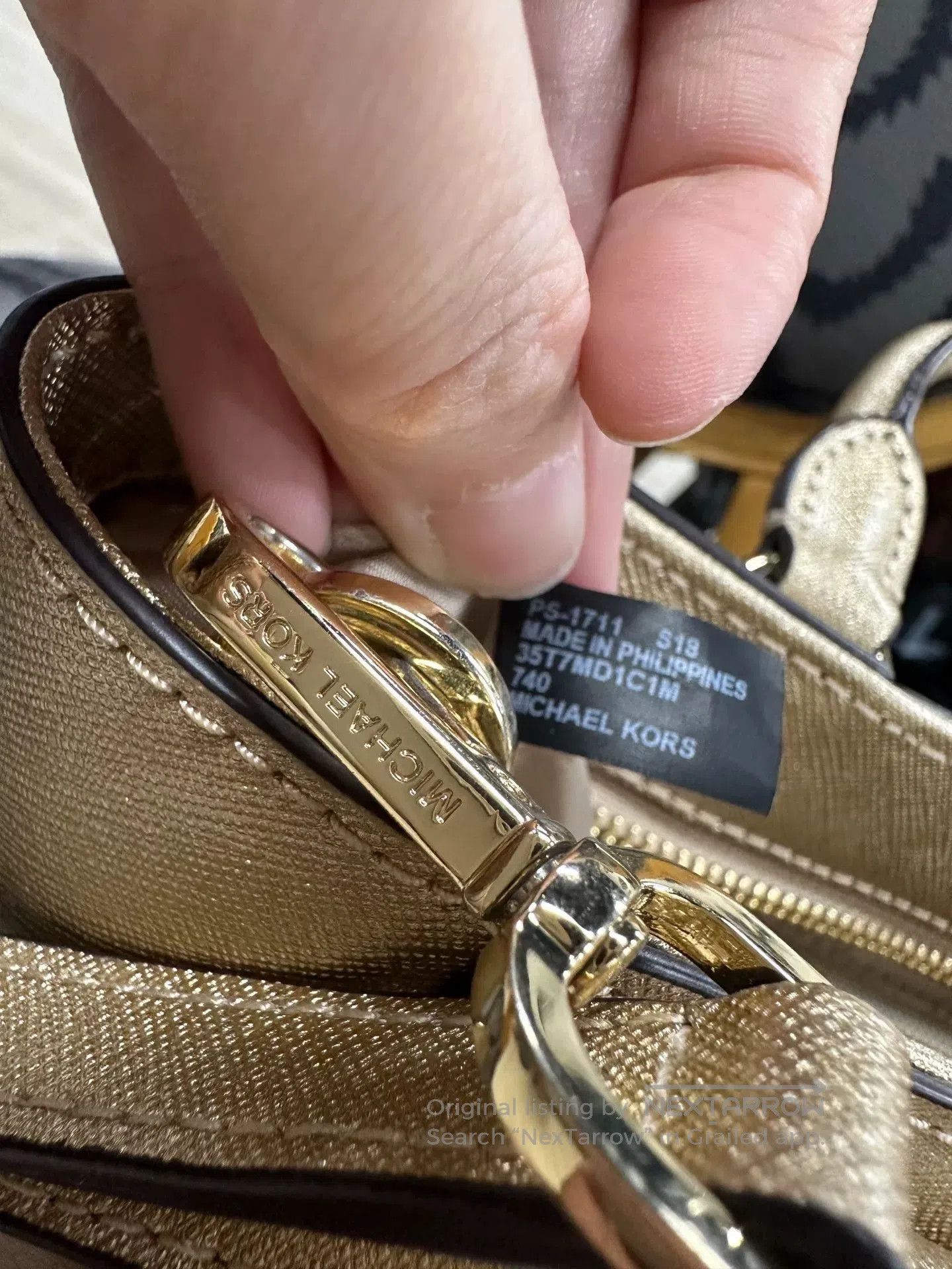 Michael Kors Gold Studded Michael Kors Handbag. Size ONE SIZE - 7 Thumbnail