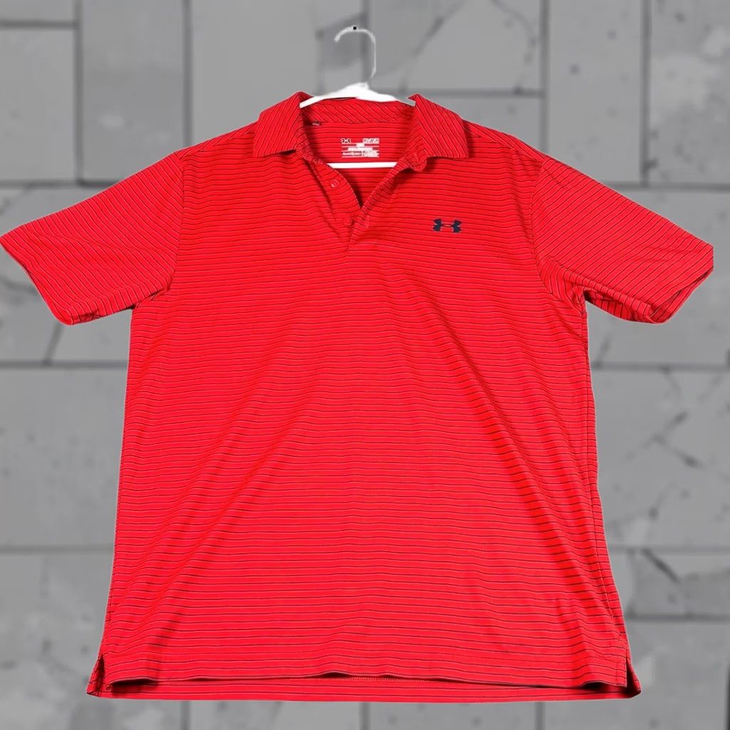 Under Armour Under Armour HeatGear Polo Shirt Golf Athletic Red Mens Medium Striped Size US M / EU 48-50 / 2 - 1 Thumbnail