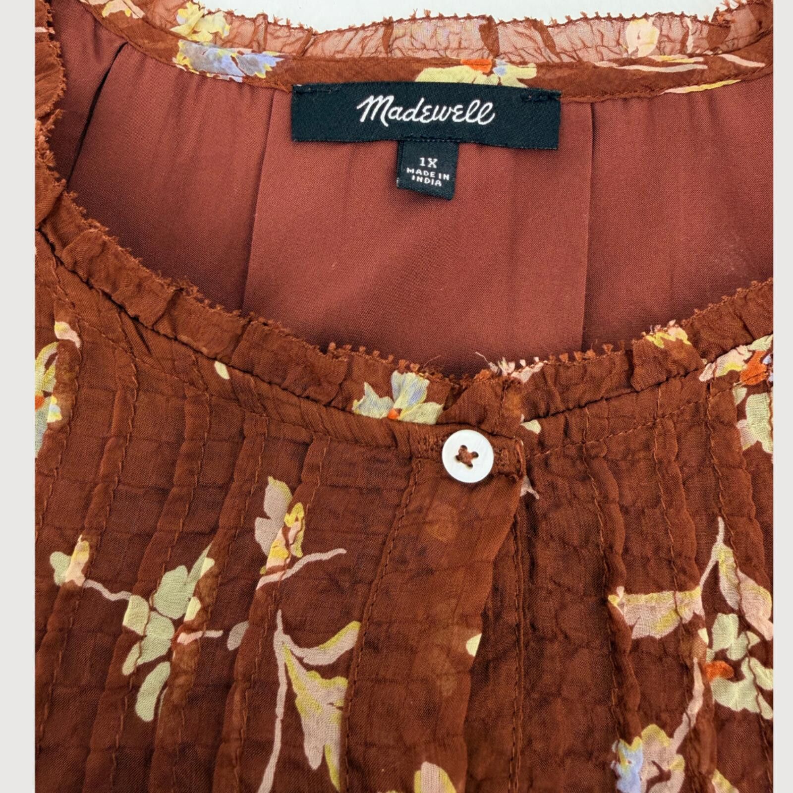 Madewell Madewell Floral Long Sleeve Mini Dress 1X Size XL / US 12-14 / IT 48-50 - 4 Thumbnail