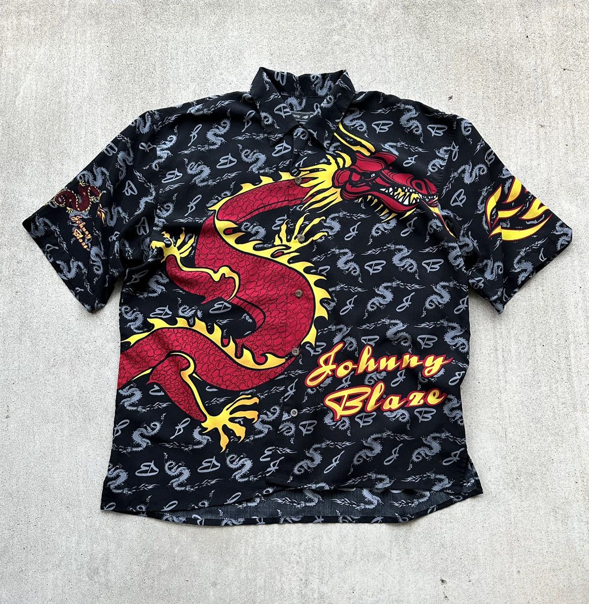Vintage Vintage Johnny Blaze Hawaiian Shirt Y2K Hip Hop Dragon Size US XL / EU 56 / 4 - 1 Thumbnail