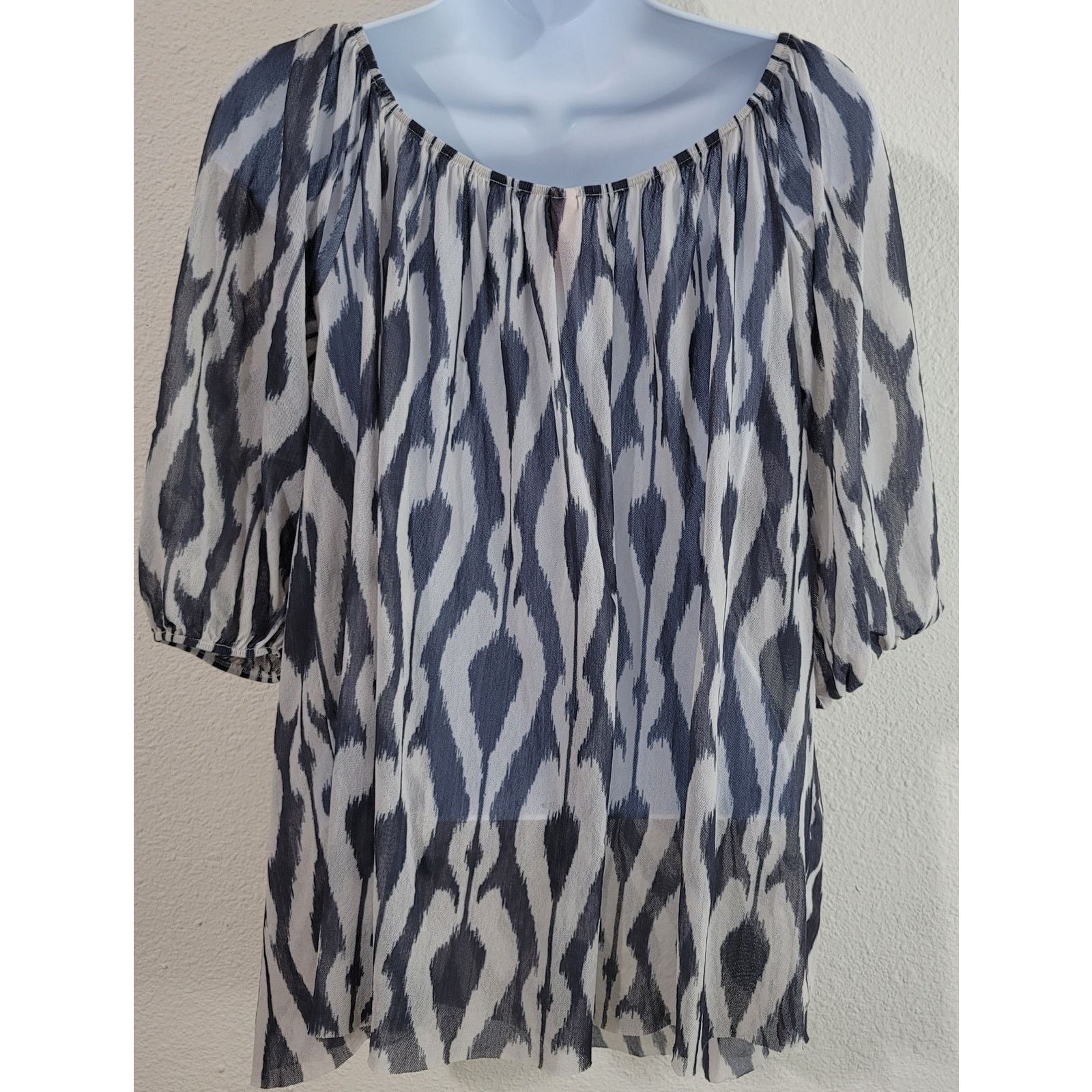 Other Sweet Pea Anthropologie Gray Striped Sheer Top Large Size L / US 10 / IT 46 - 2 Thumbnail