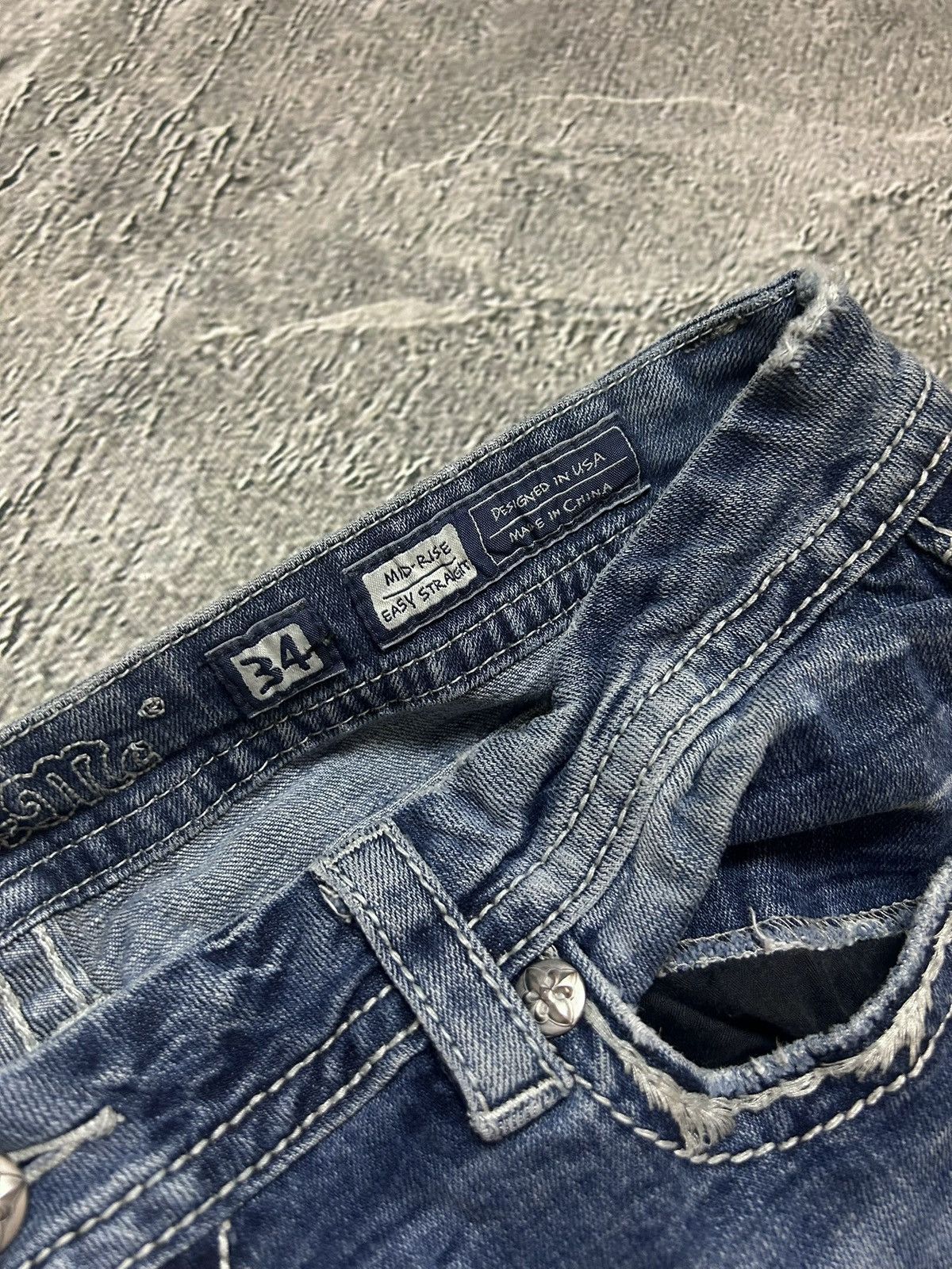 Other Miss Me flared bootcut white stitching denim vintage y2k Size US 34 / EU 50 - 7 Thumbnail