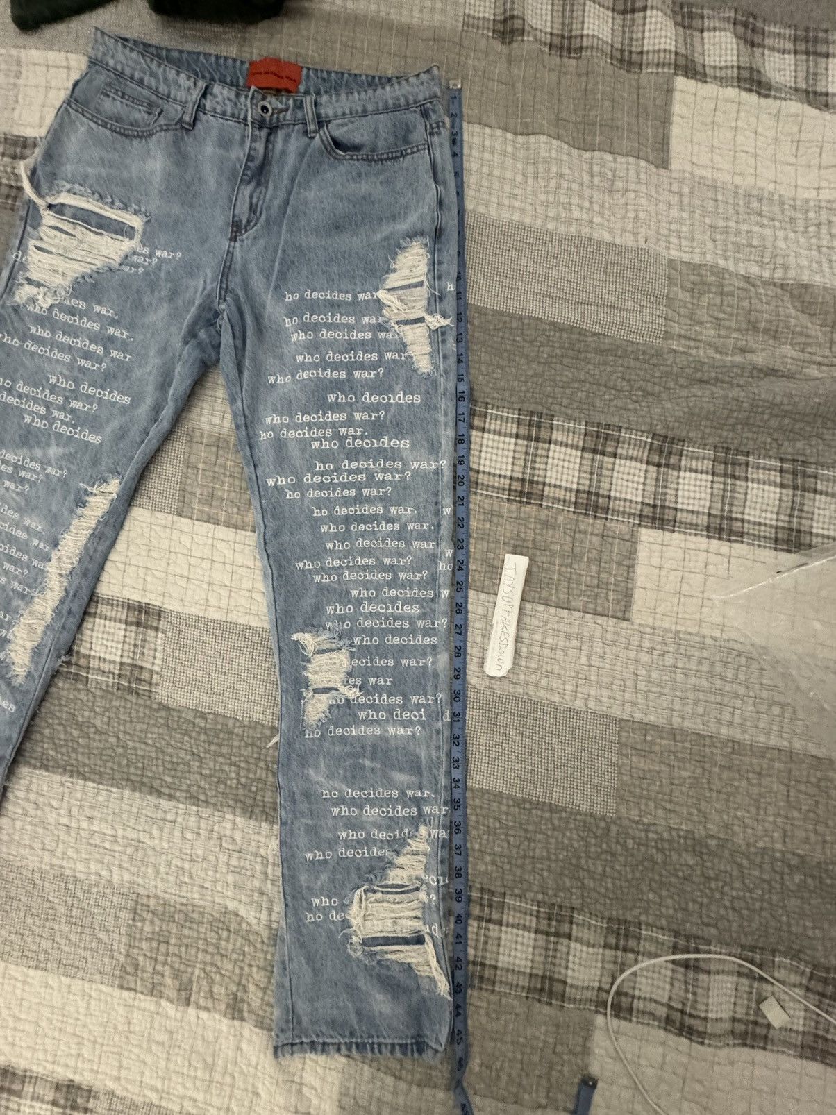 Who Decides War Who Decides War Jeans Scripture Denim Embroidered Pants WDW Size US 34 / EU 50 - 10 Thumbnail