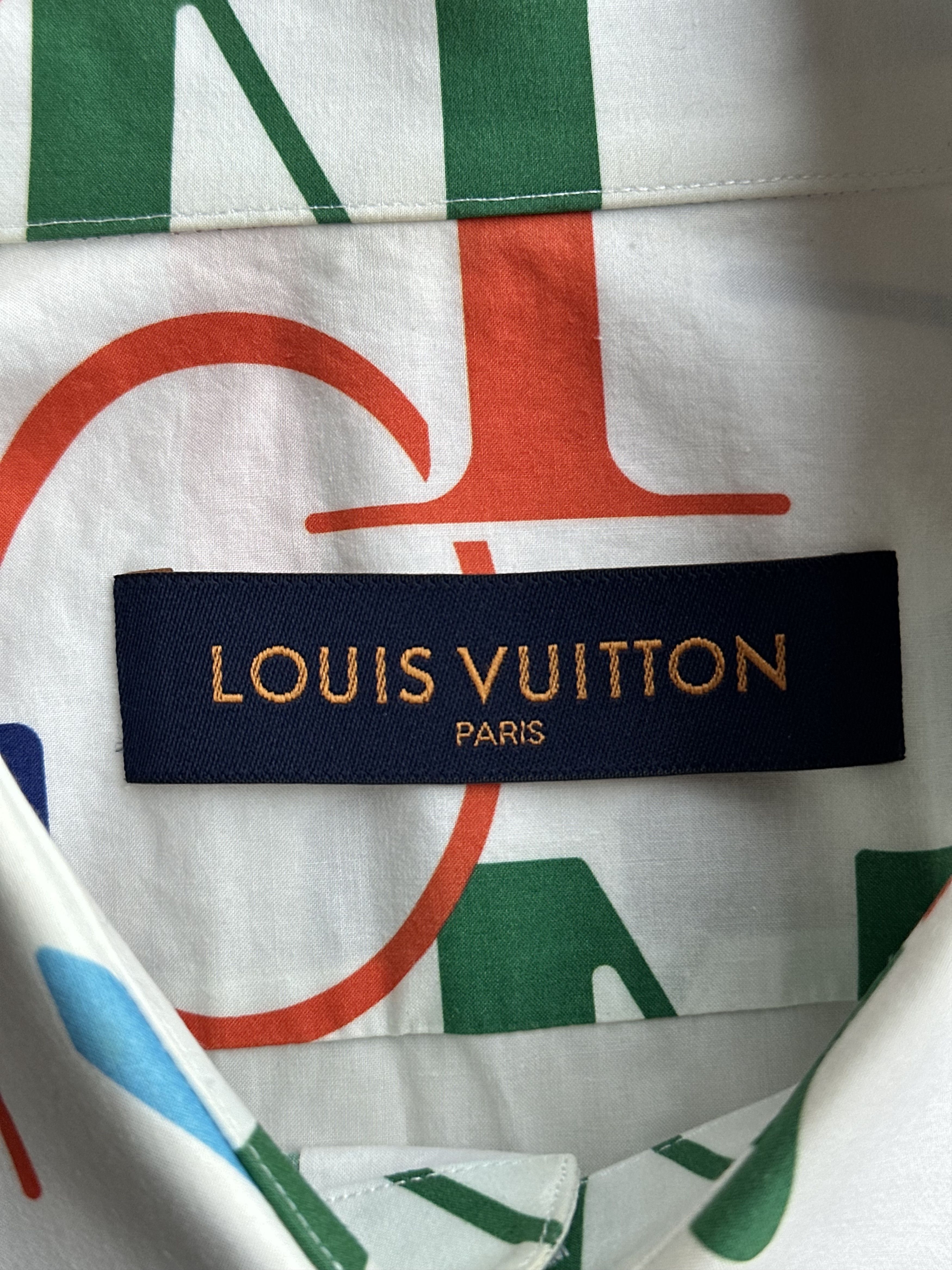 Louis Vuitton White Multicolor Electric Letters Button Up Shirt Size US L / EU 52-54 / 3 - 3 Thumbnail