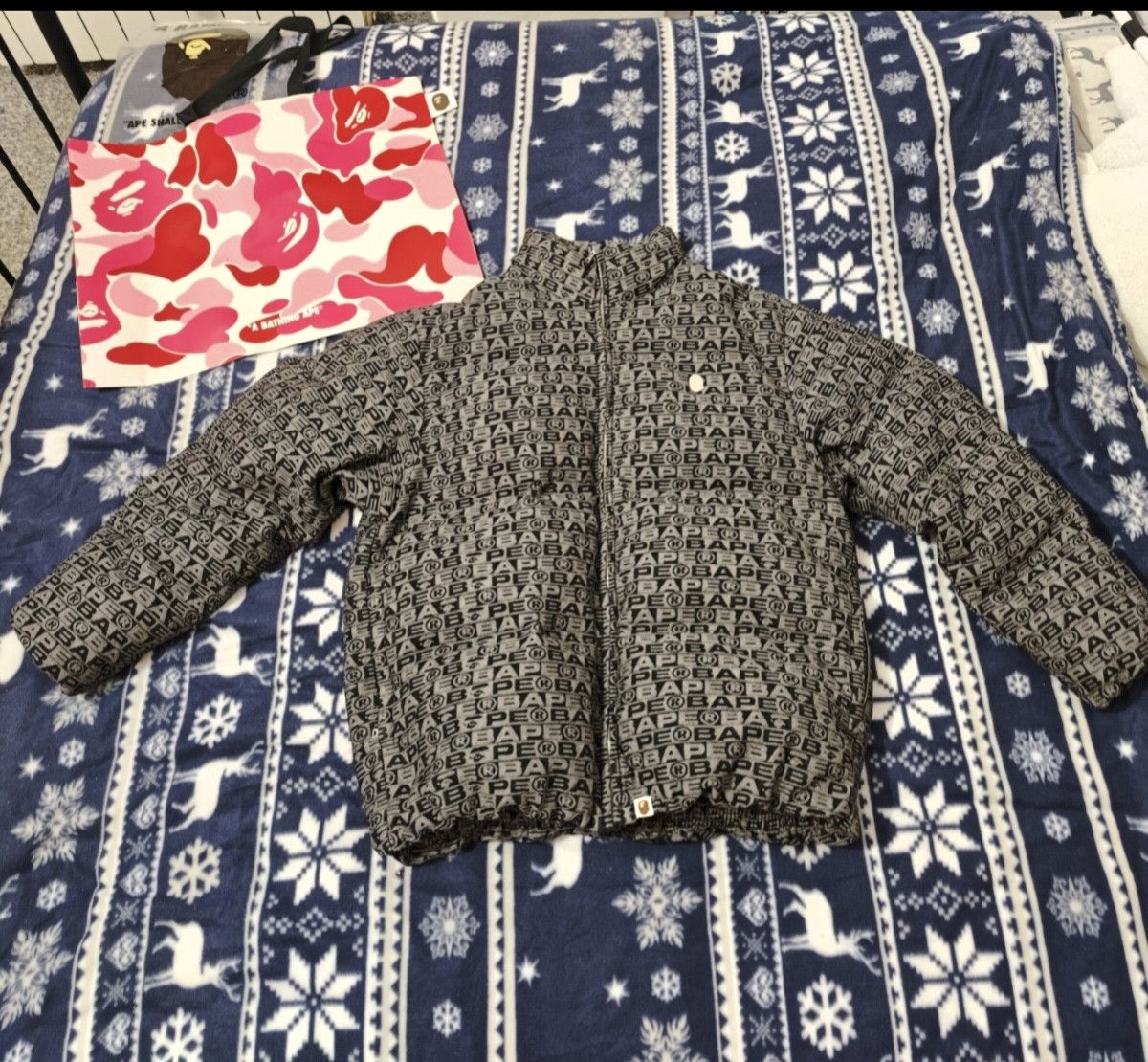 Bape LUX SPORT PATTERN JACQUARD RELAXED FIT 10OZ DENIM DOWNJACKET Size US XL / EU 56 / 4 - 2 Thumbnail