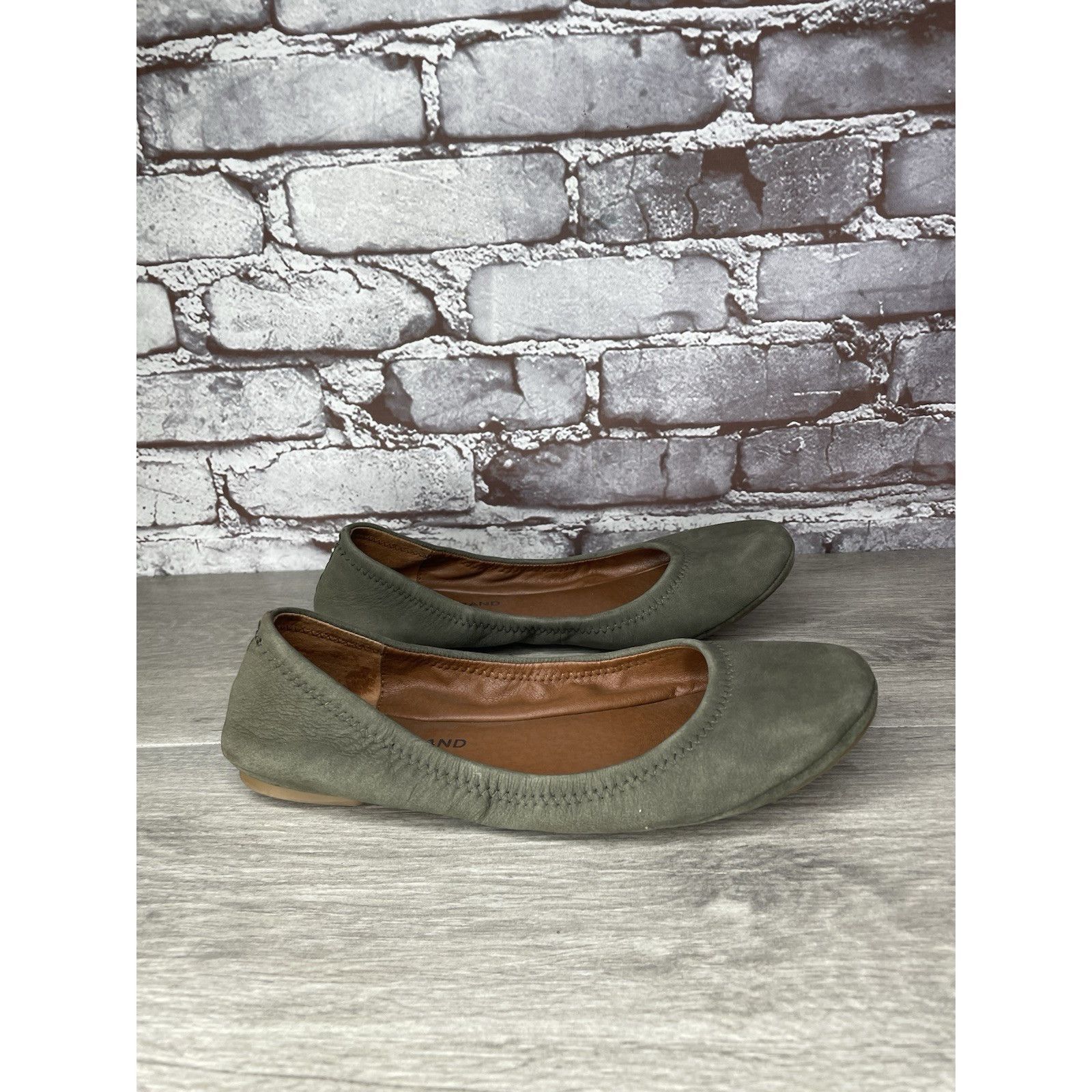 Lucky Brand Lucky Brand Olive Green Suede Erin Round Toe Ballet Flats Wo Size US 8.5 / IT 38.5 - 4 Thumbnail
