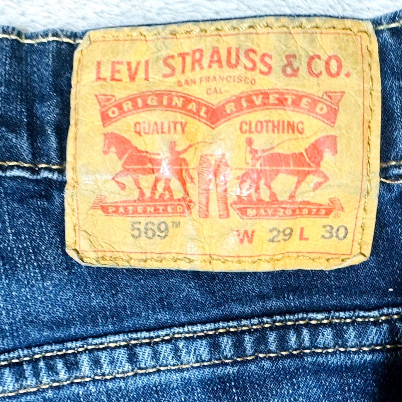 Levi's Levi's 569 Jeans Mens 29x30 Blue Medium Wash Relaxed Straight Denim Mid Rise Relaxed Straight Jeans Mens Blue 569 USA Leather Patch Size US 29 - 5 Thumbnail
