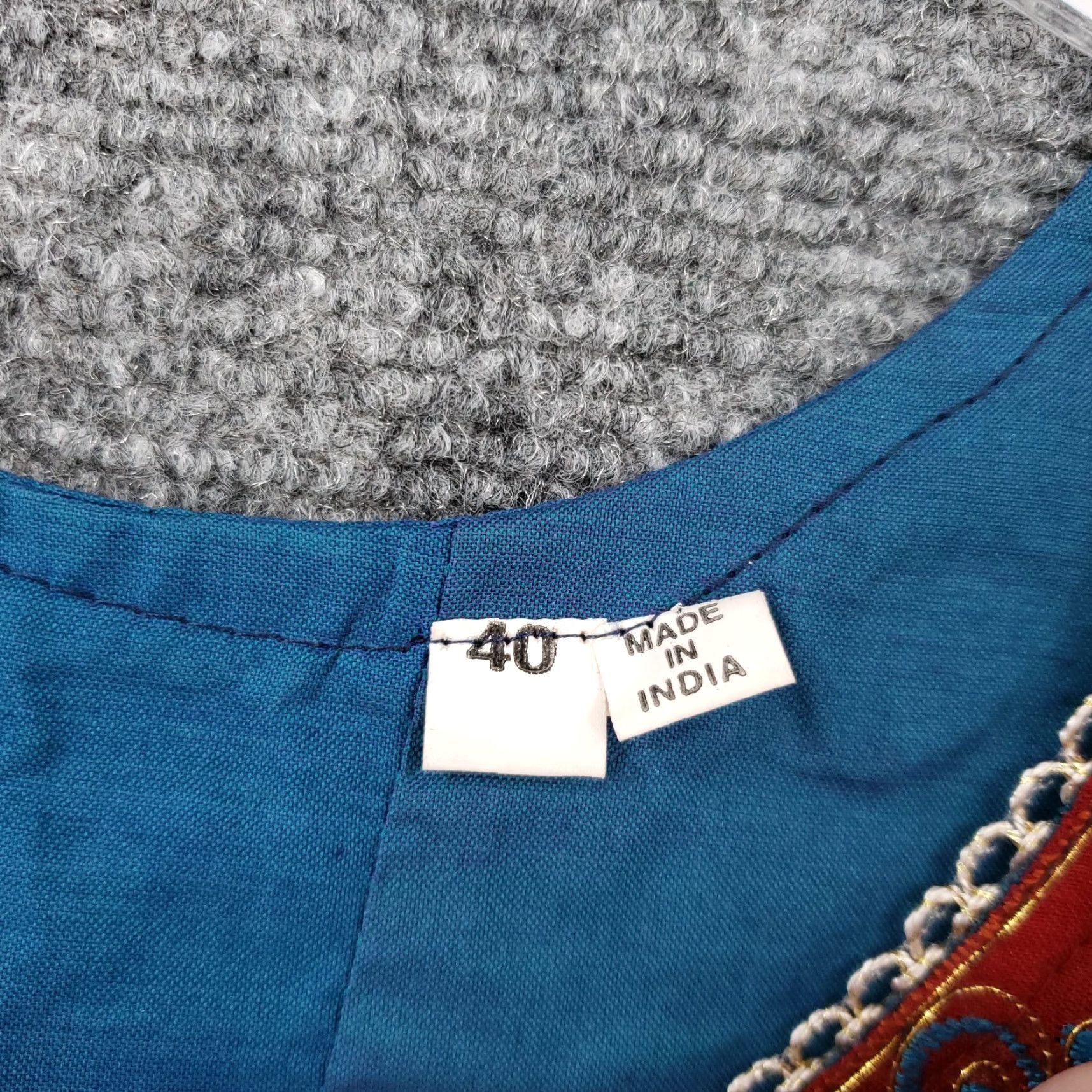 Vintage Antara Dress Womens 40 US 14 Blue Kaftan Embroidered Short Sleeves Silk NEW Size 36" / US 14 / IT 50 - 3 Thumbnail