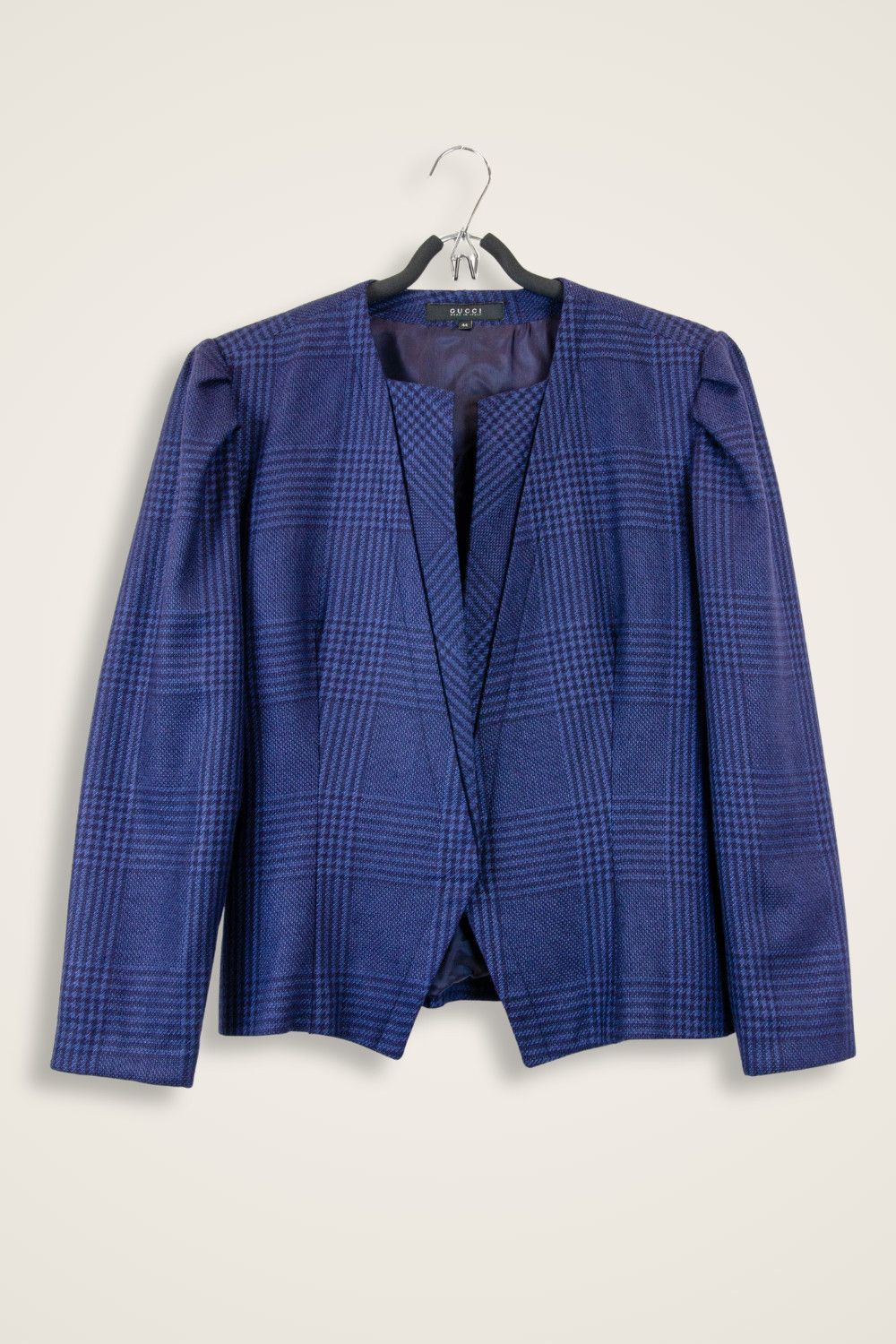 Gucci Gucci Collarless Wool Blazer Blue Check - Size 44 Size M / US 6-8 / IT 42-44 - 1 Thumbnail
