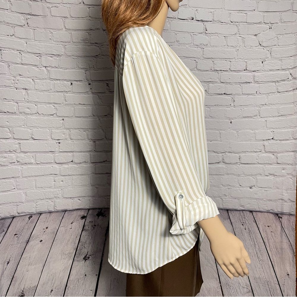 Chicos Chico's Striped Long Sleeve Front Tie Blouse Size 2 US L Size L / US 10 / IT 46 - 4 Thumbnail