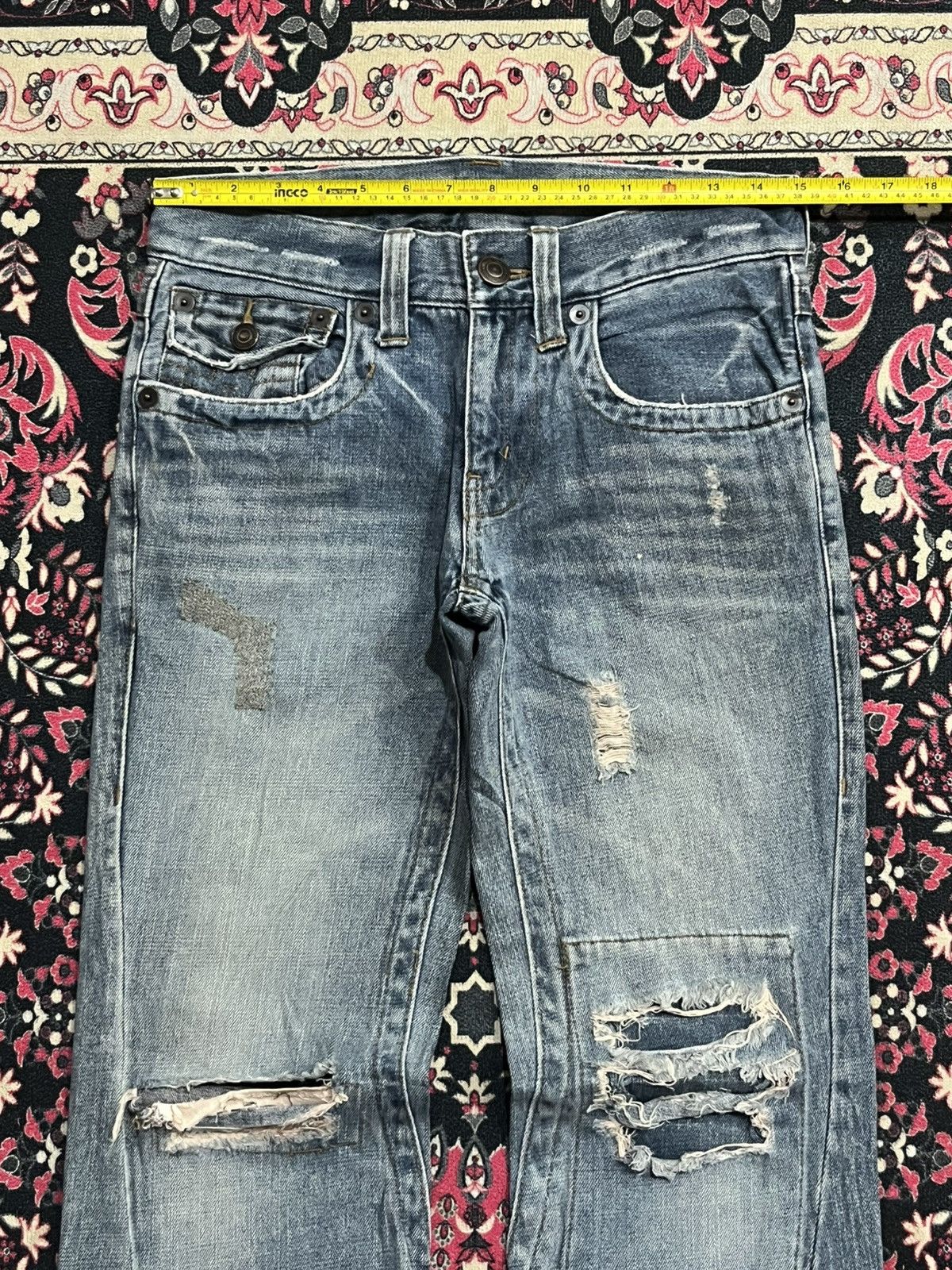 Tornado Mart Vintage Japanese Brand Blue Washed Distressed Flare Jeans Size US 28 / EU 44 - 10 Thumbnail