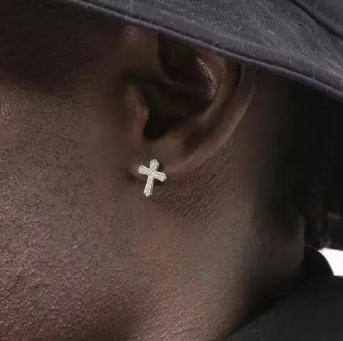Jewelry Crystal Cross Stone Earrings Gothic Chrome Jewelry God Size ONE SIZE - 2 Thumbnail